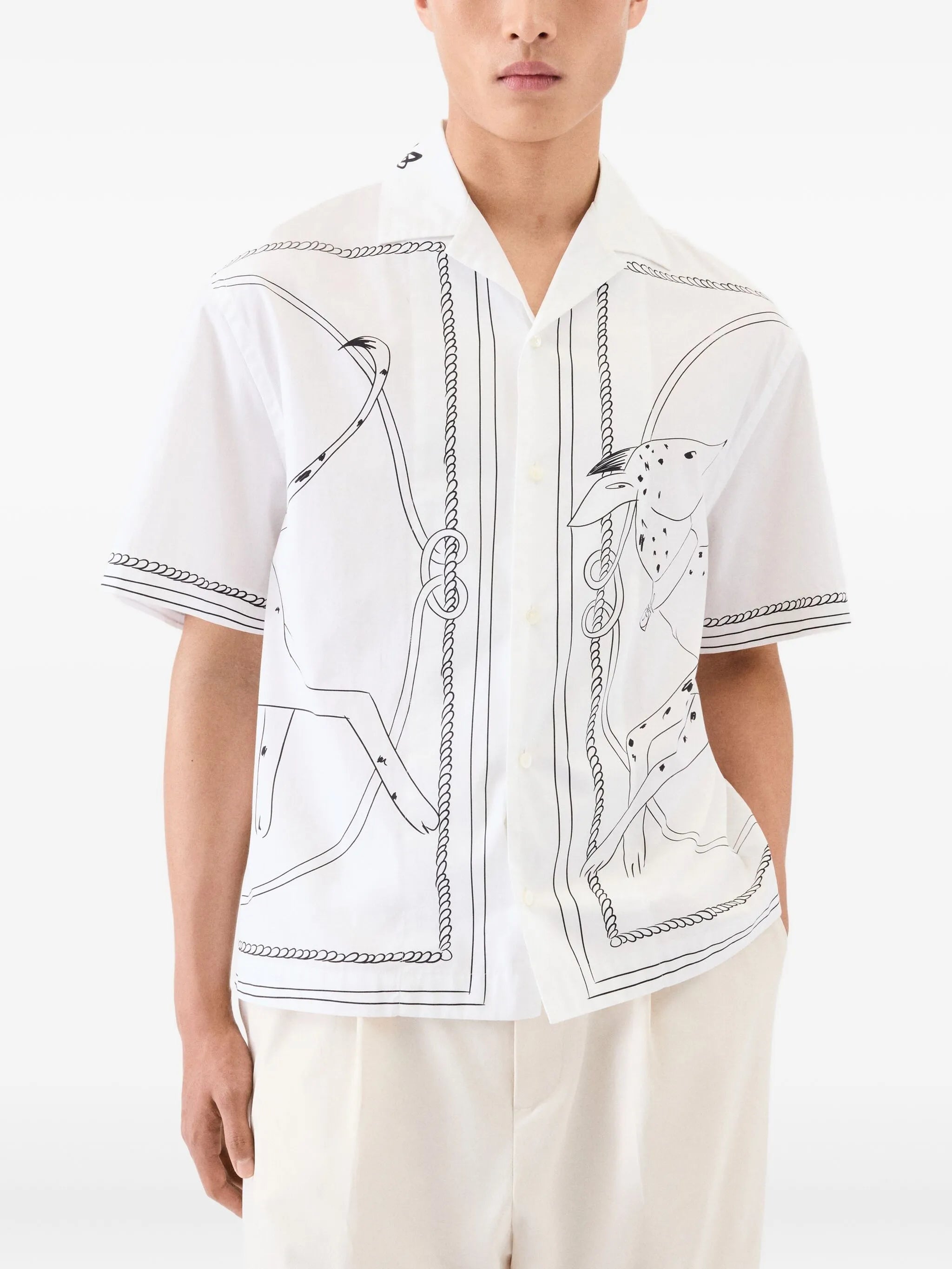 dog-print short-sleeve shirt