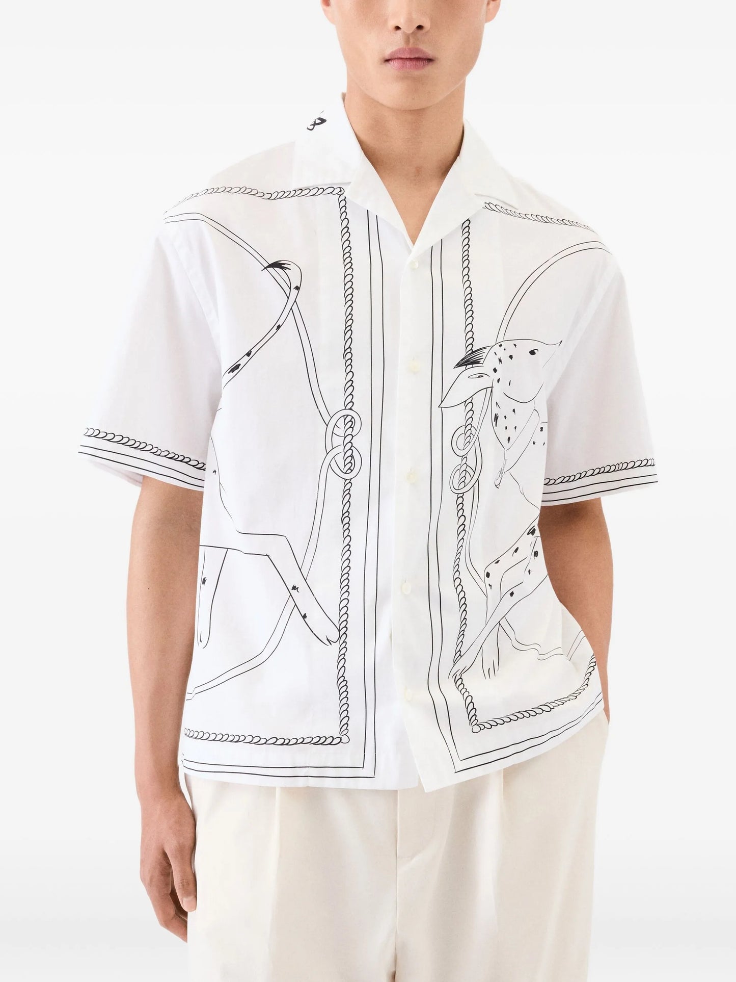 dog-print short-sleeve shirt
