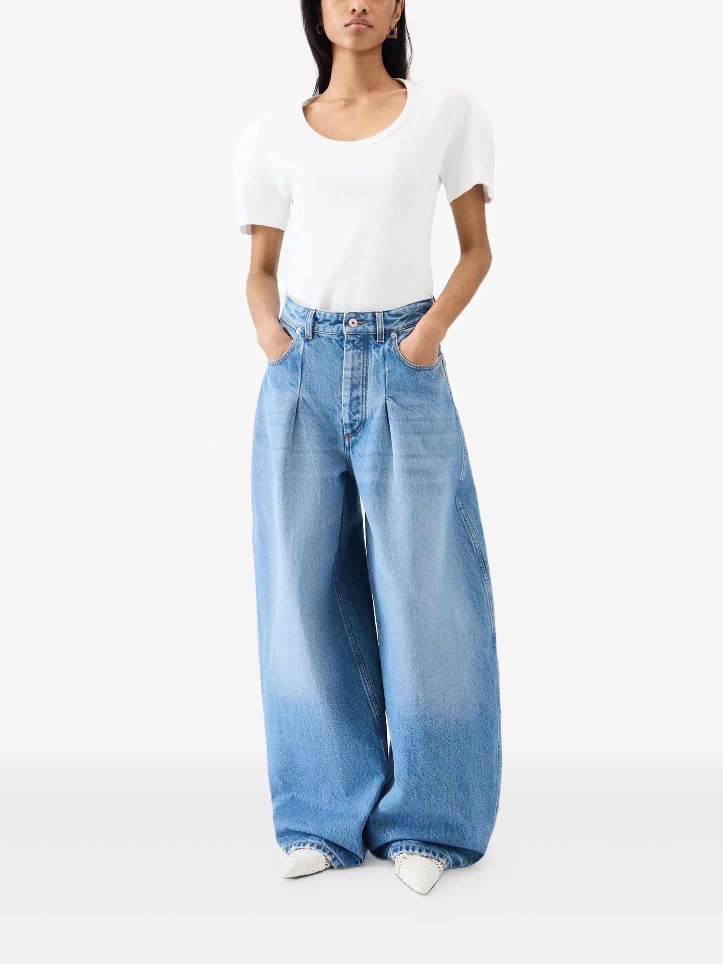 Le De-Nîmes Ovalo pleated jeans