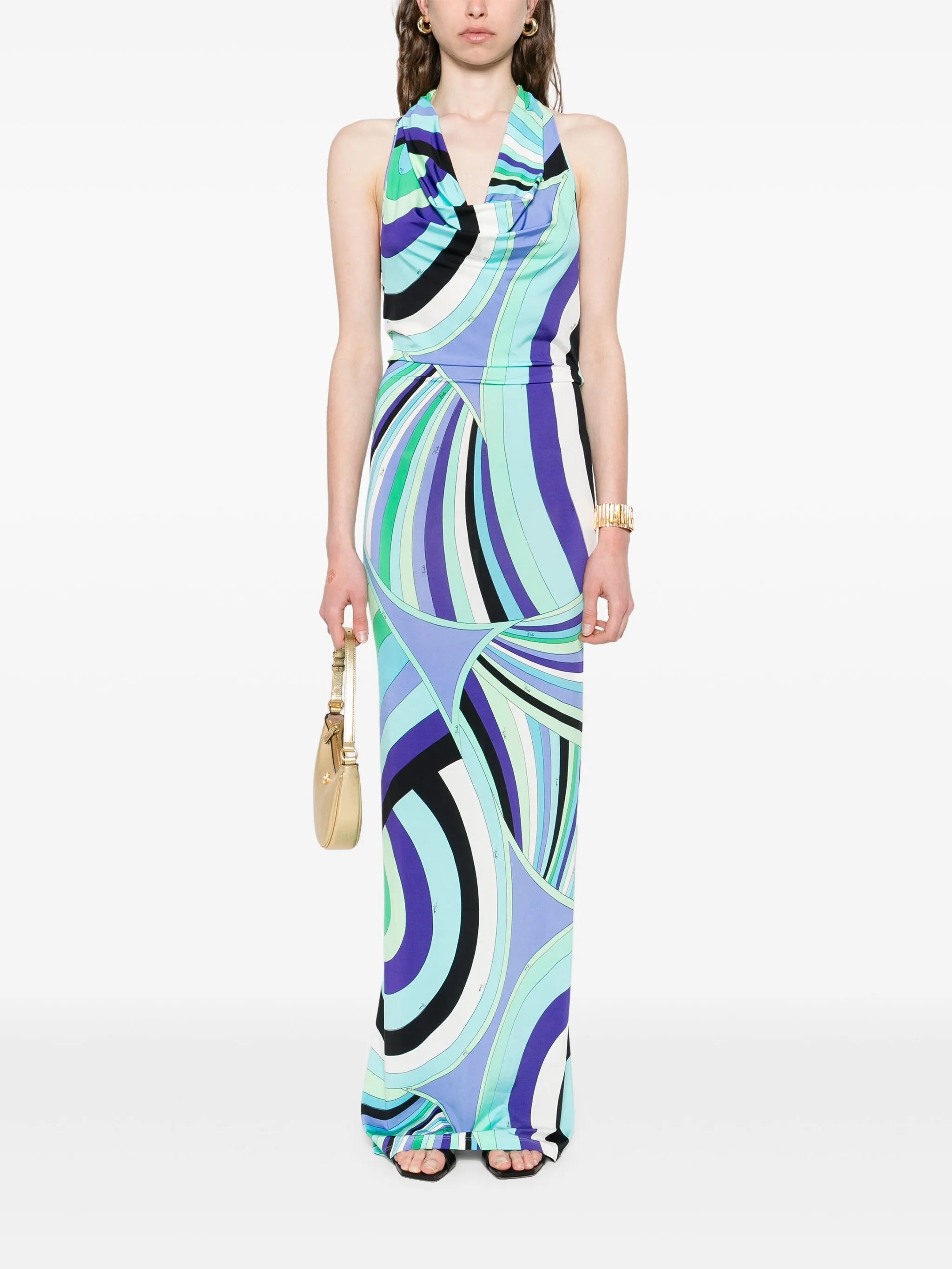 Iride-print maxi dress