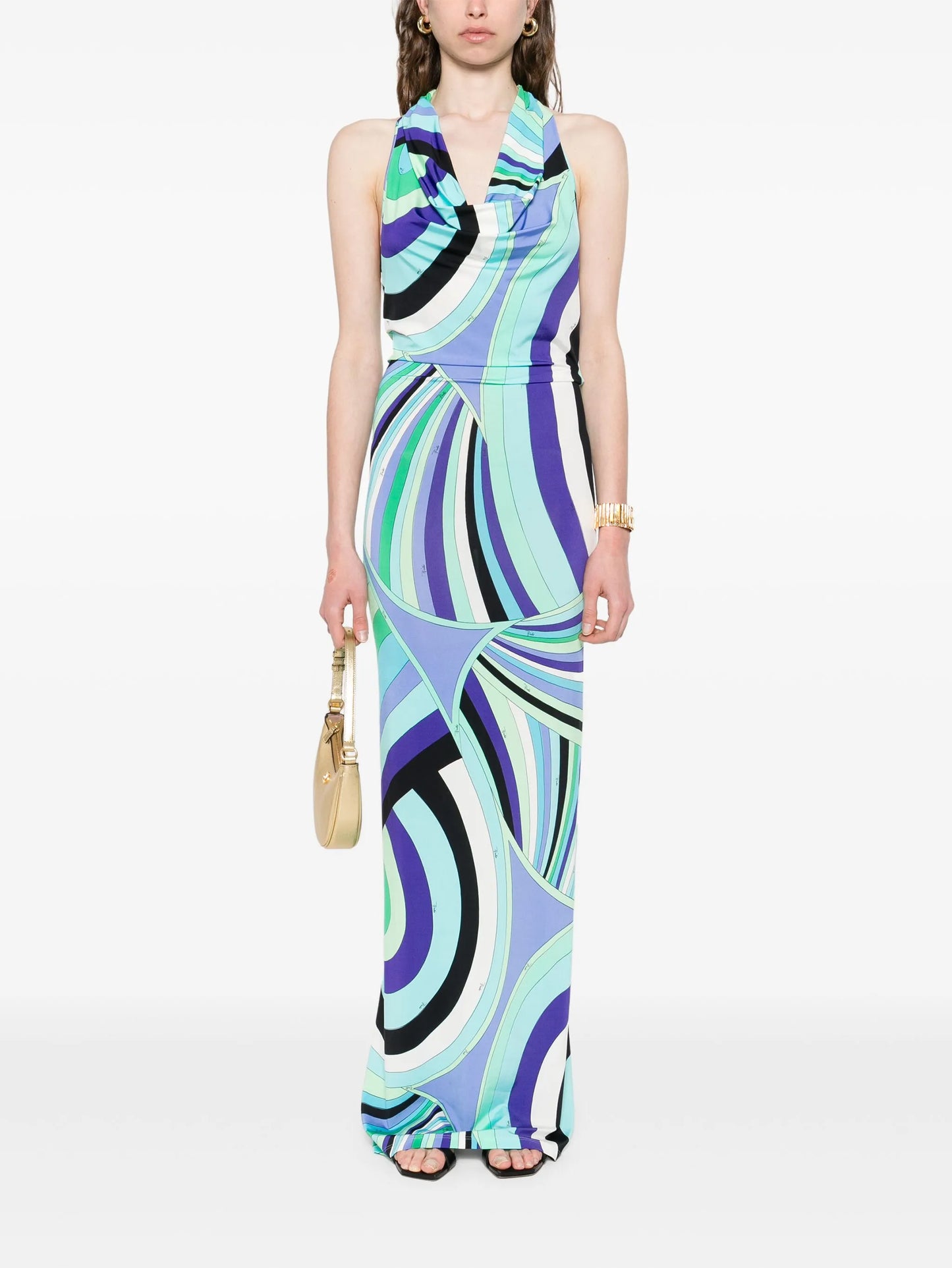 Iride-print maxi dress