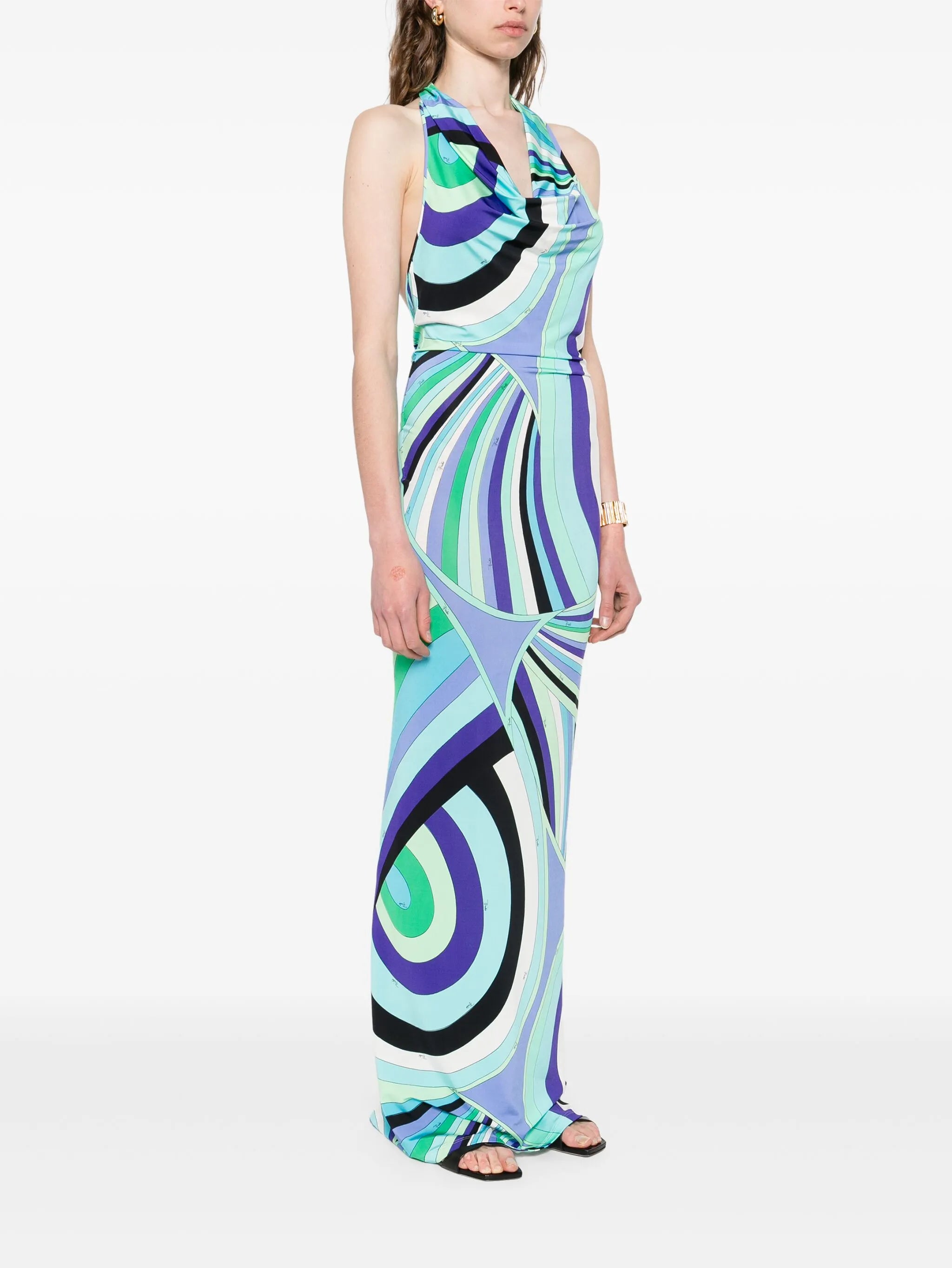 Iride-print maxi dress