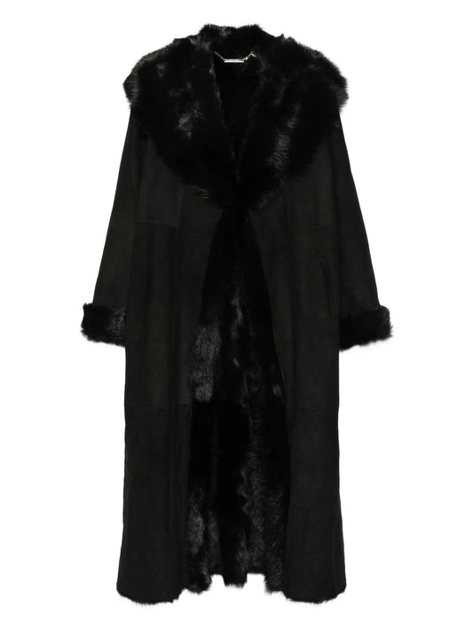 Marlene fur-trimmed suede coat
