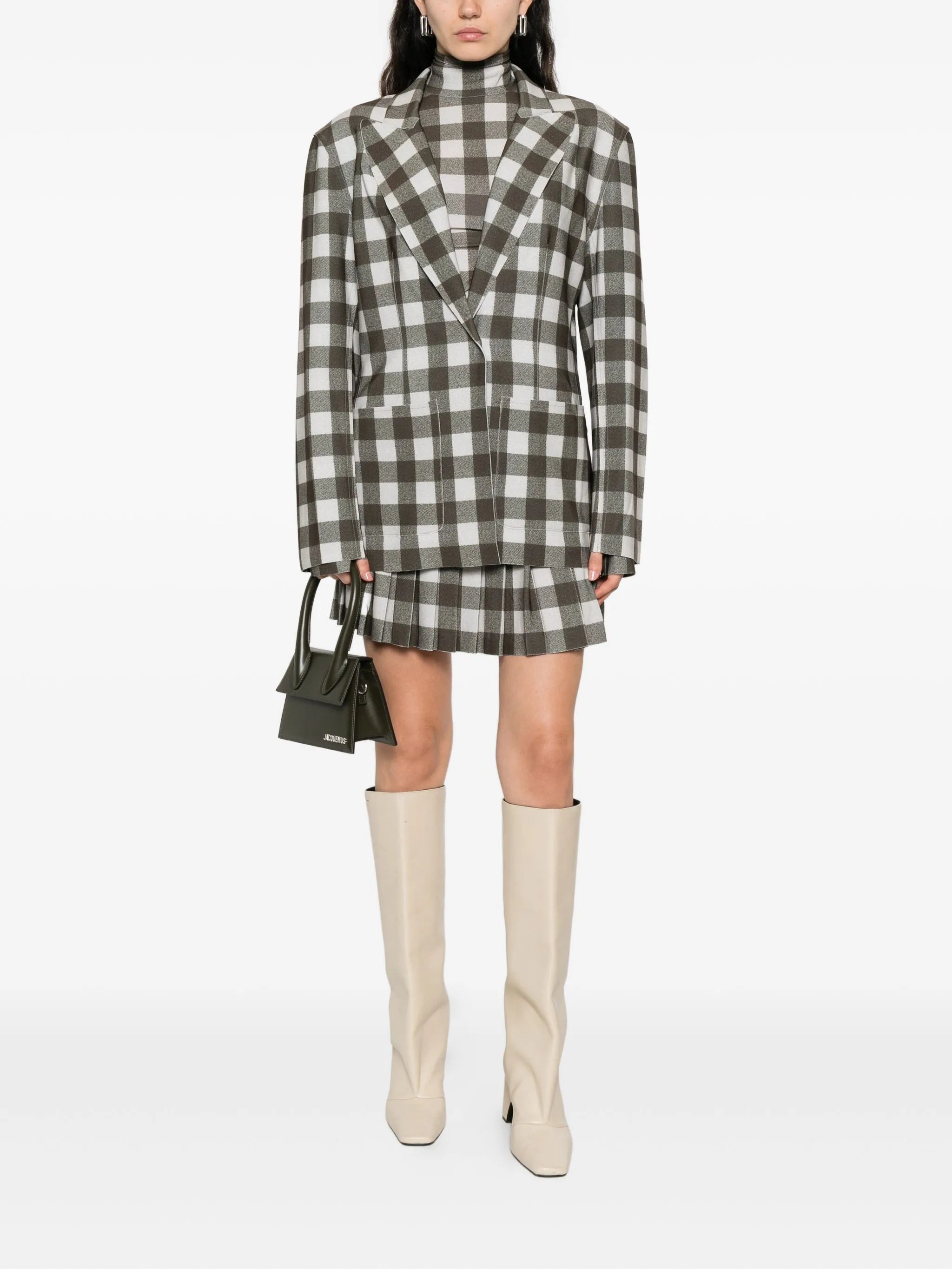 checked single-breasted blazer