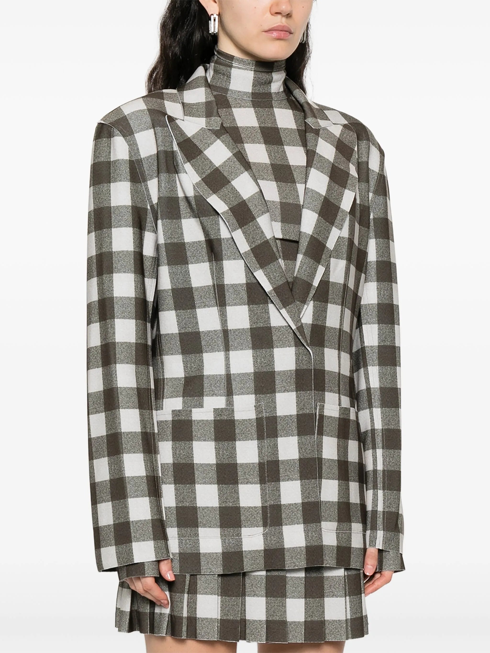 checked single-breasted blazer