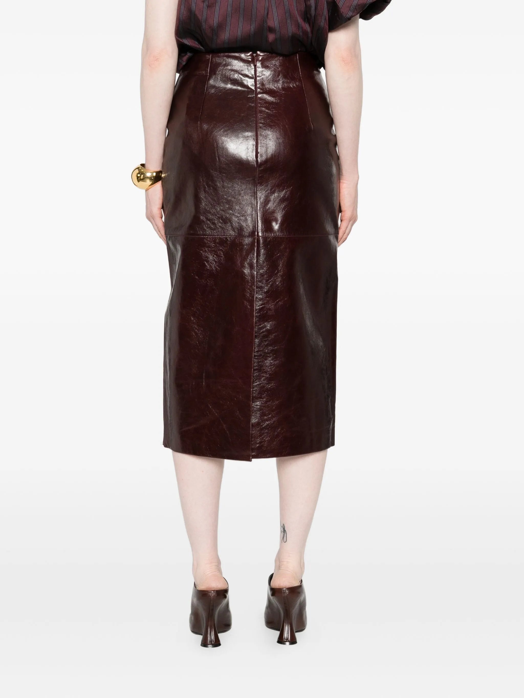 Afa leather panelled skirt