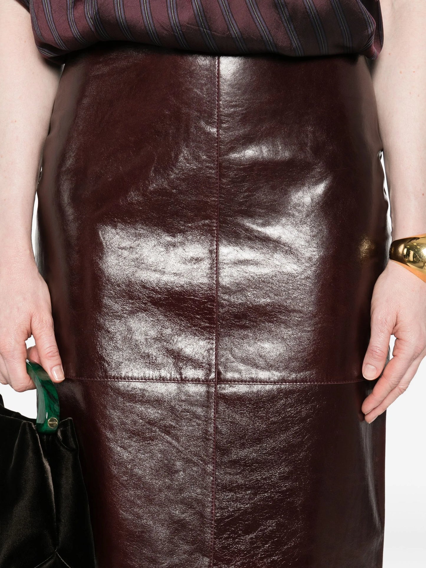 Afa leather panelled skirt