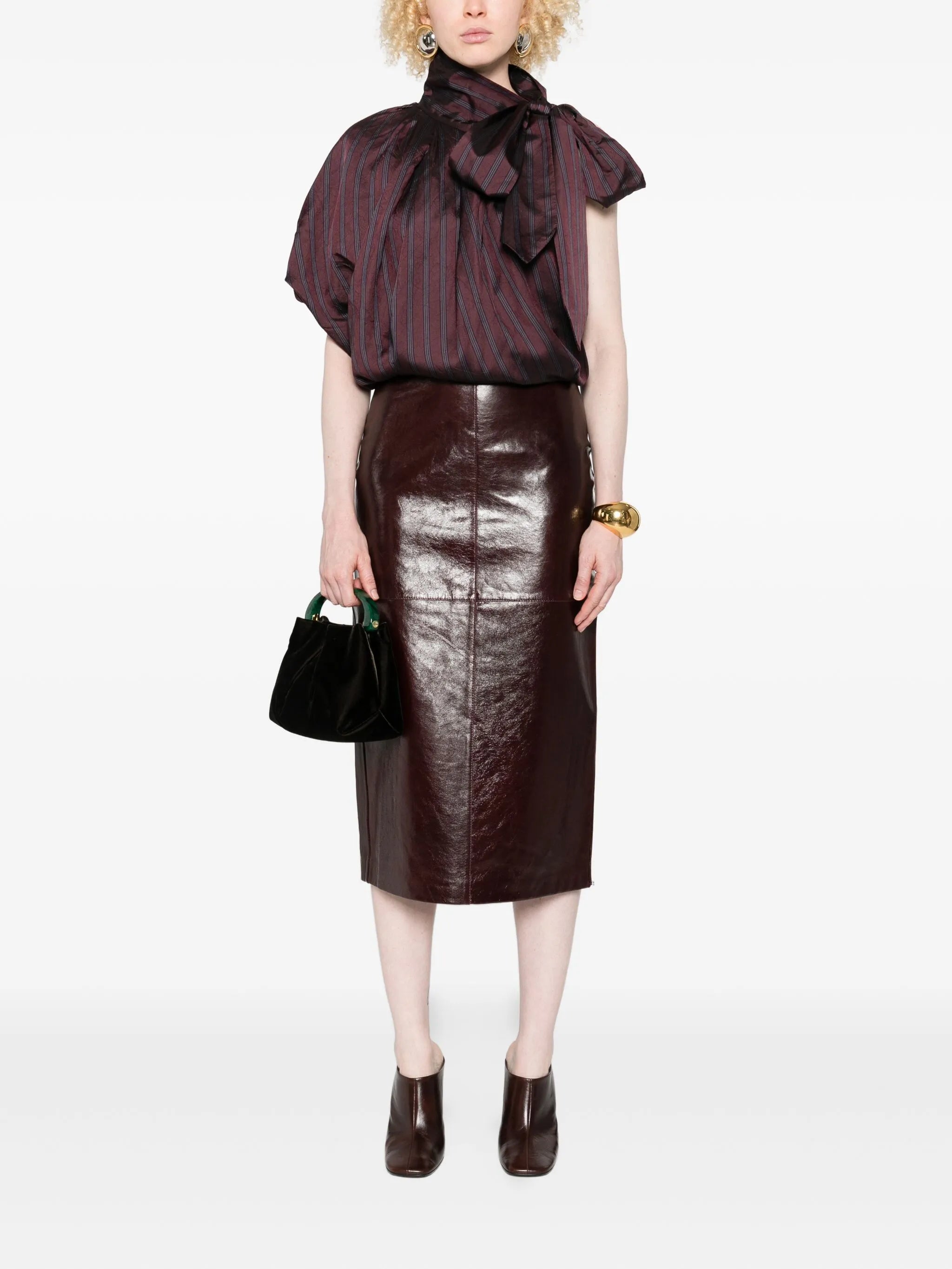 Afa leather panelled skirt