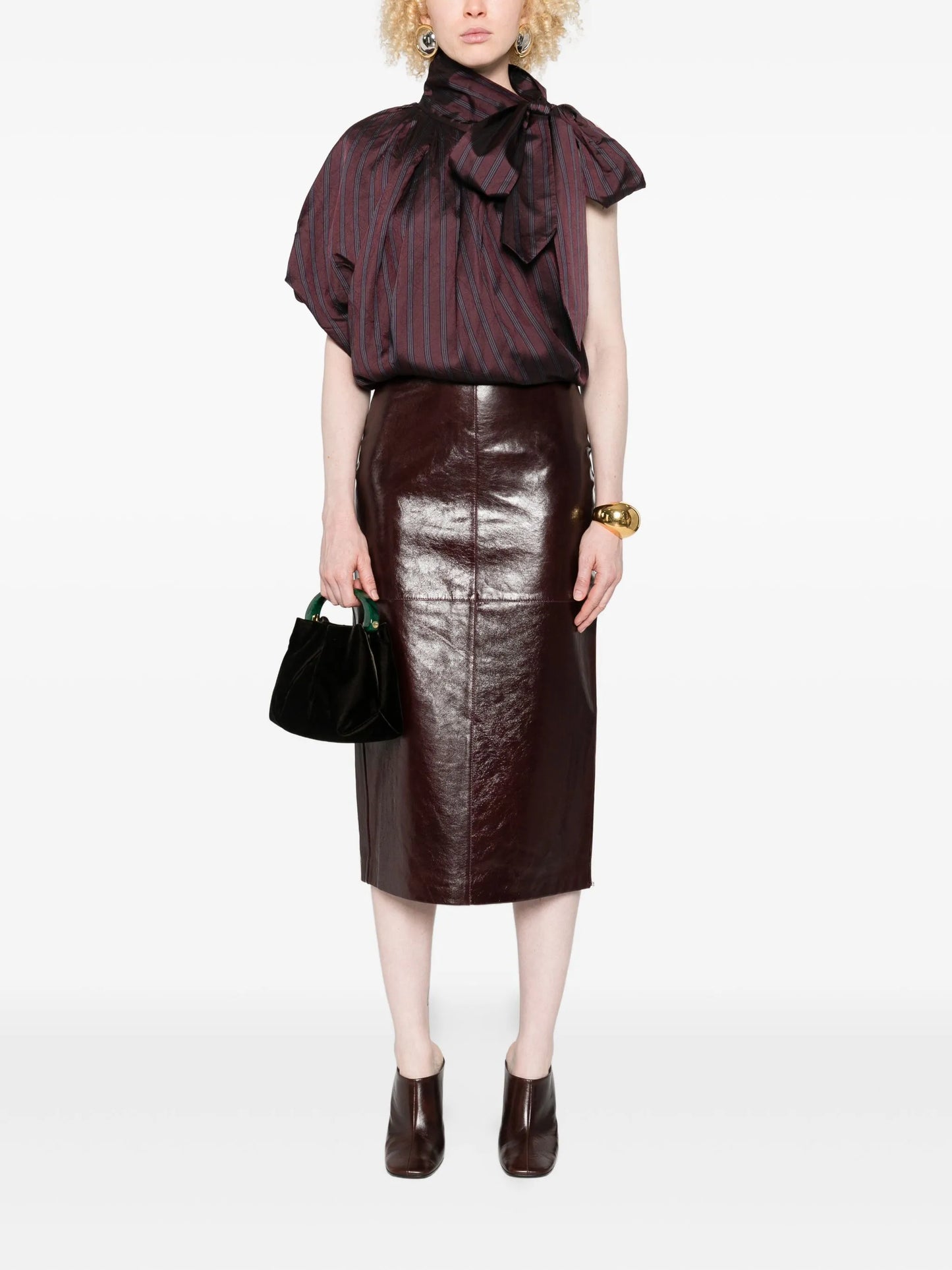 Afa leather panelled skirt