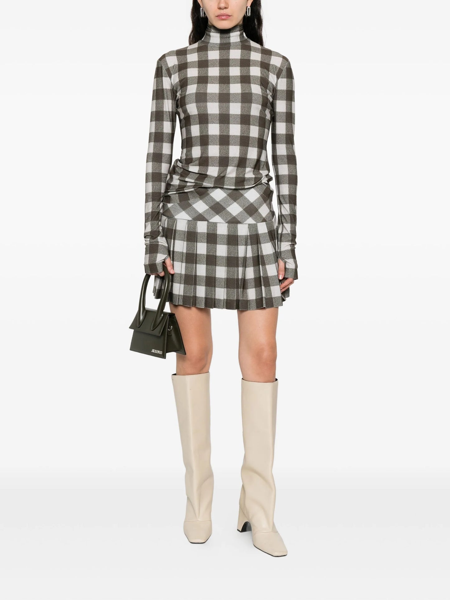checked turtleneck top