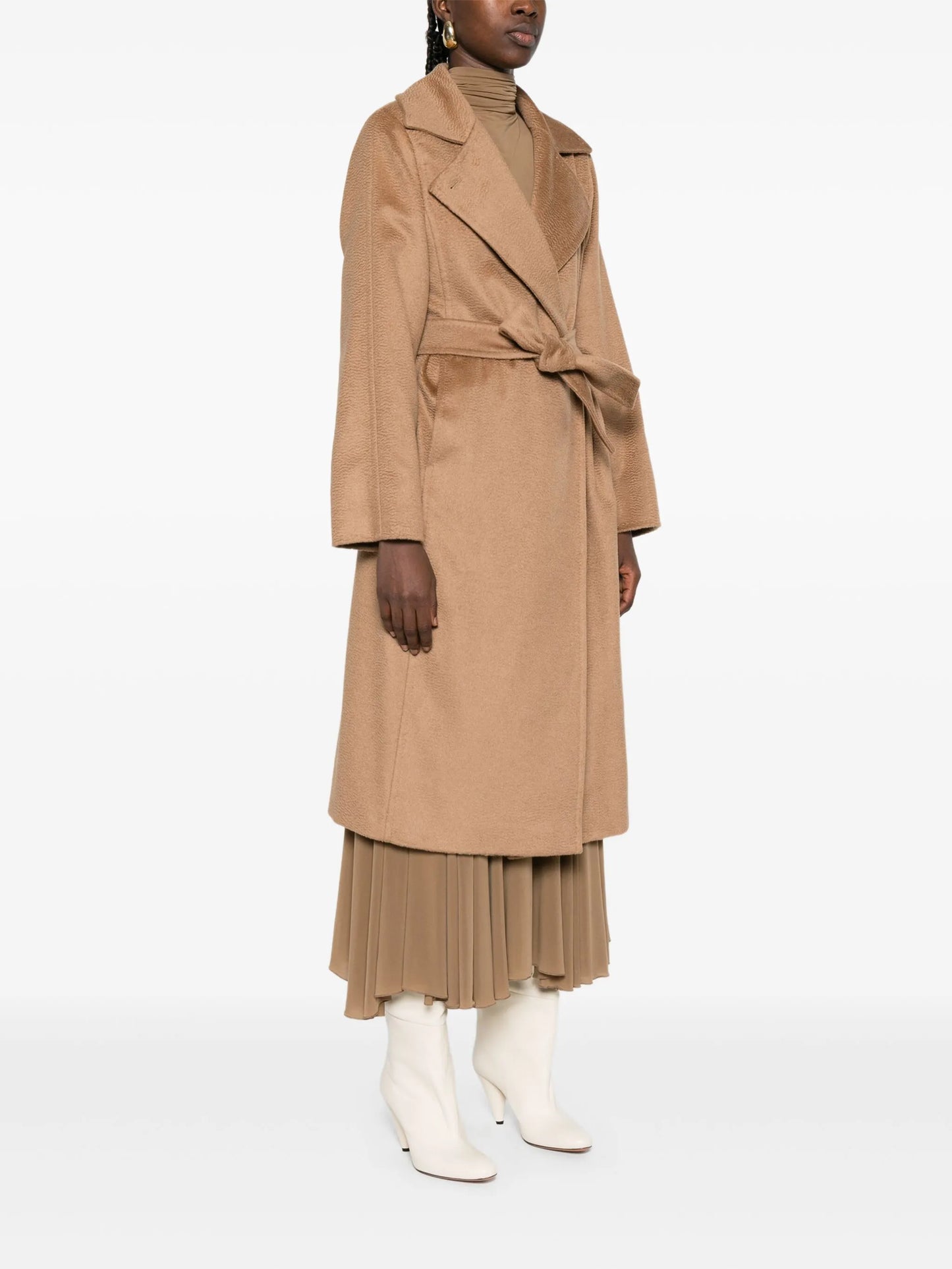 Manuela belted notched-lapel coat