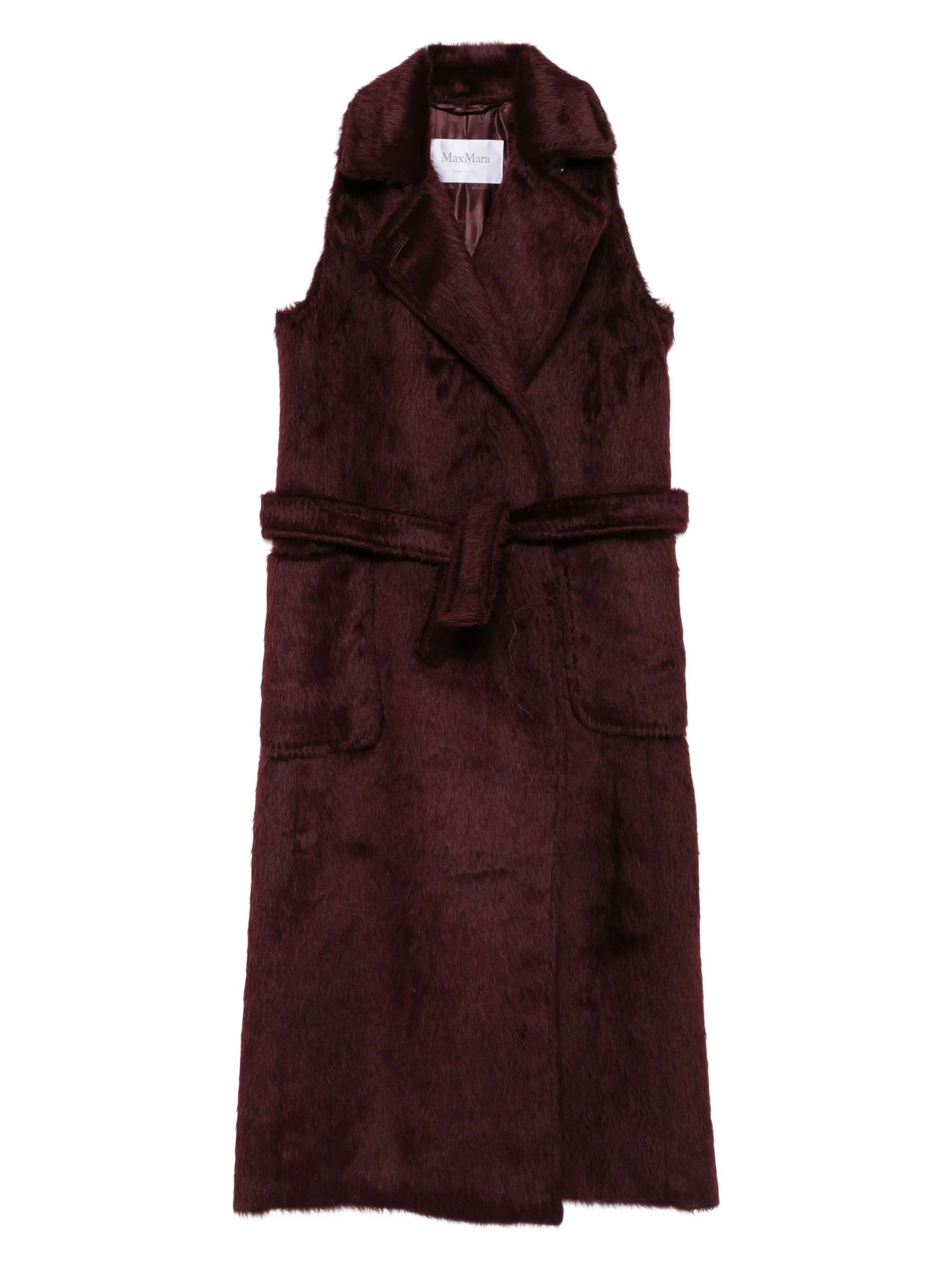 belted sleeveless coat