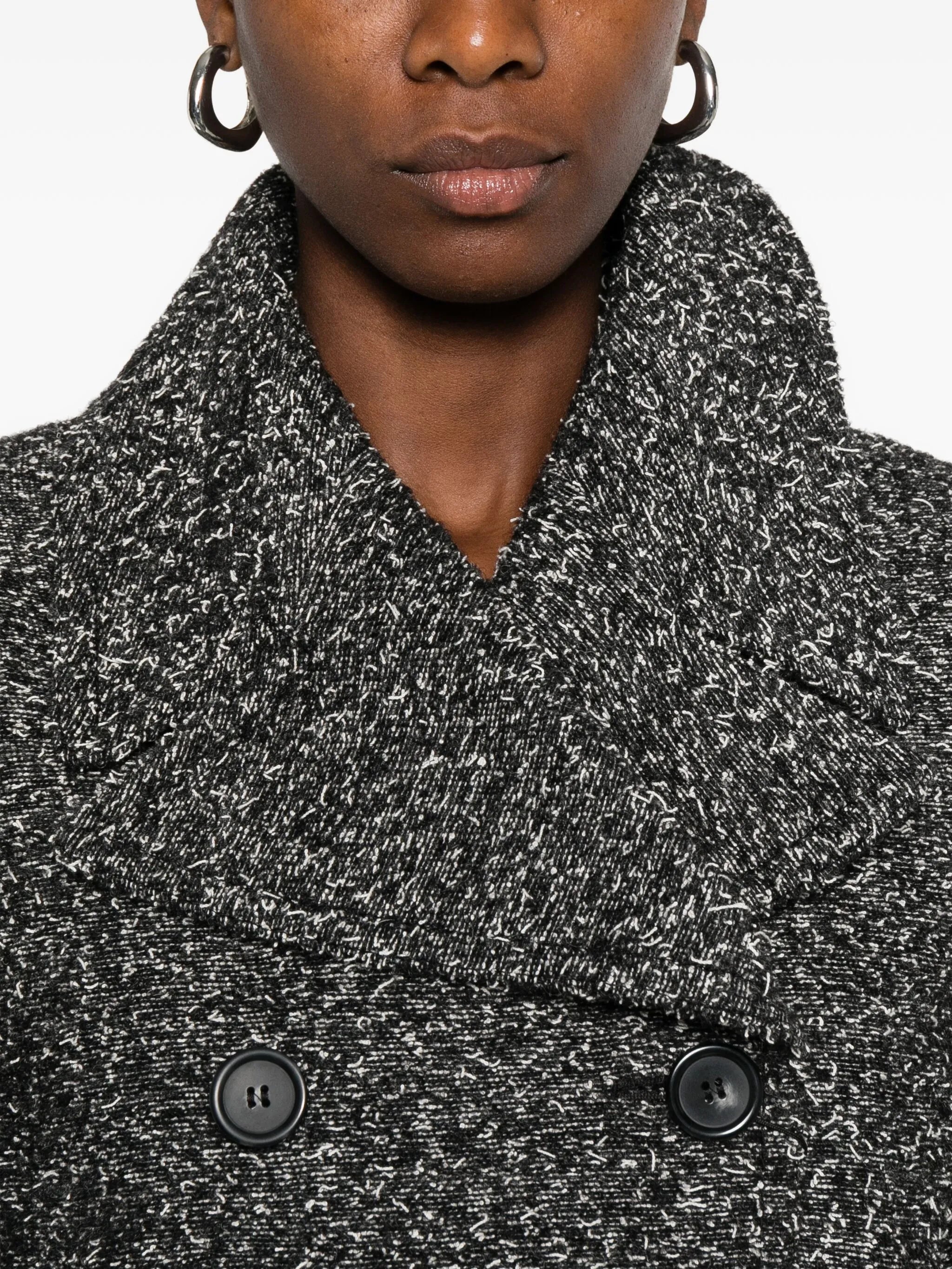 double-breasted speckled coat