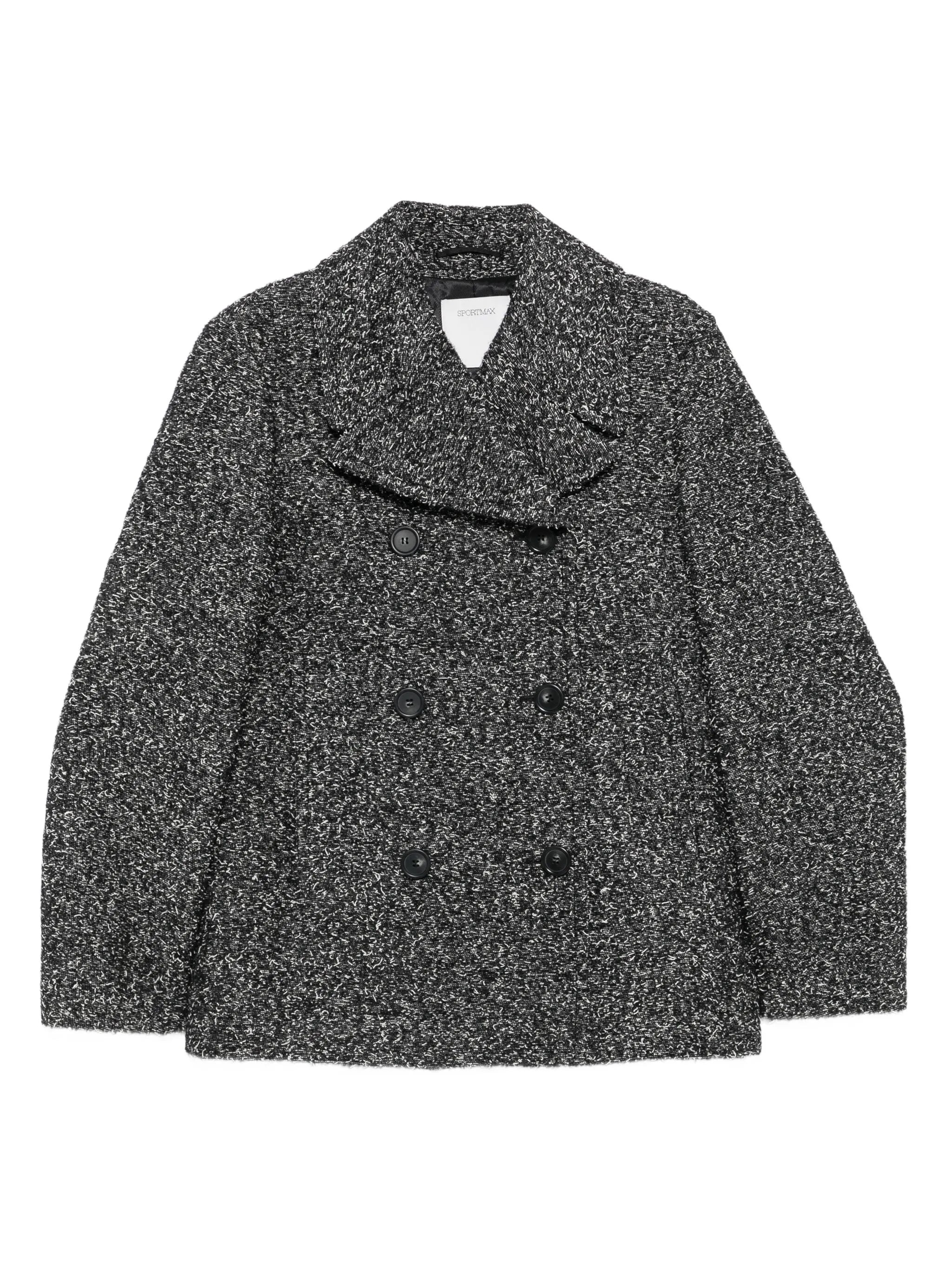 double-breasted speckled coat