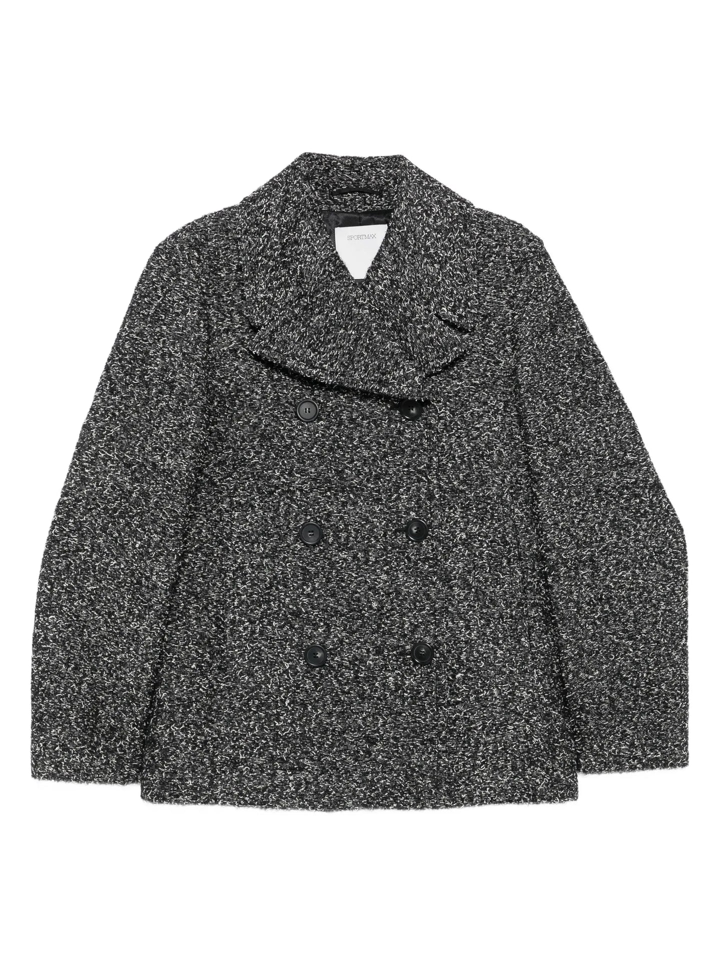 double-breasted speckled coat