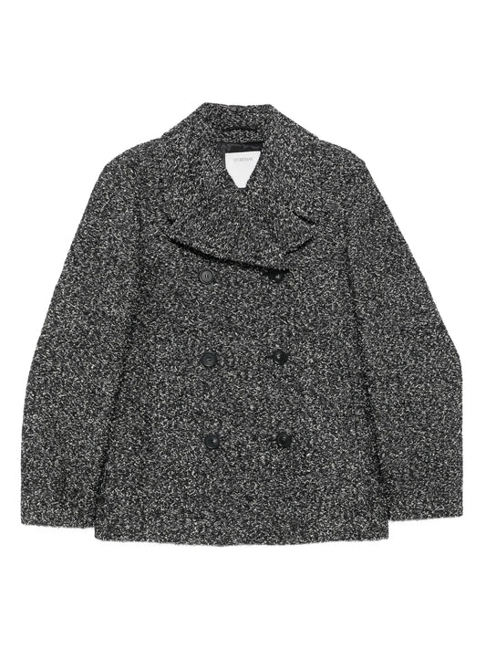 double-breasted speckled coat