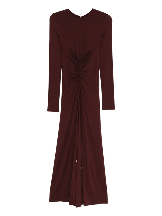 long-sleeve drawstring dress