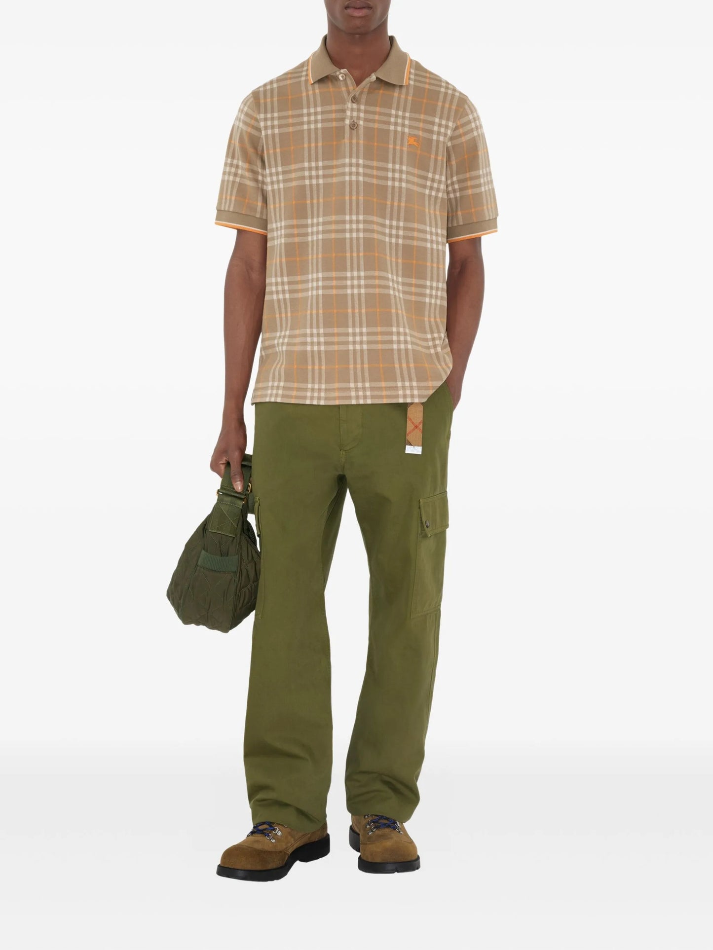 checked cotton polo shirt