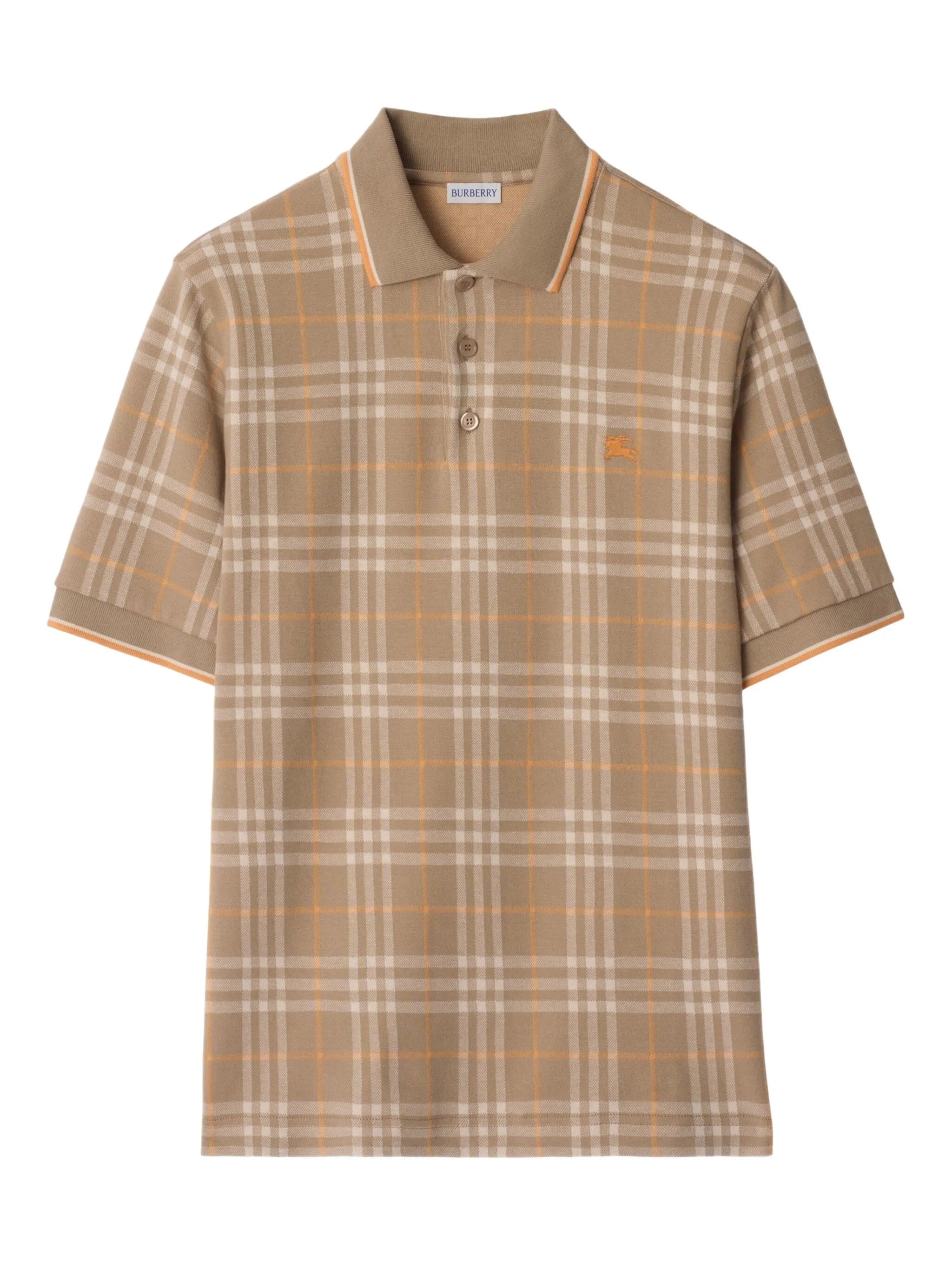checked cotton polo shirt