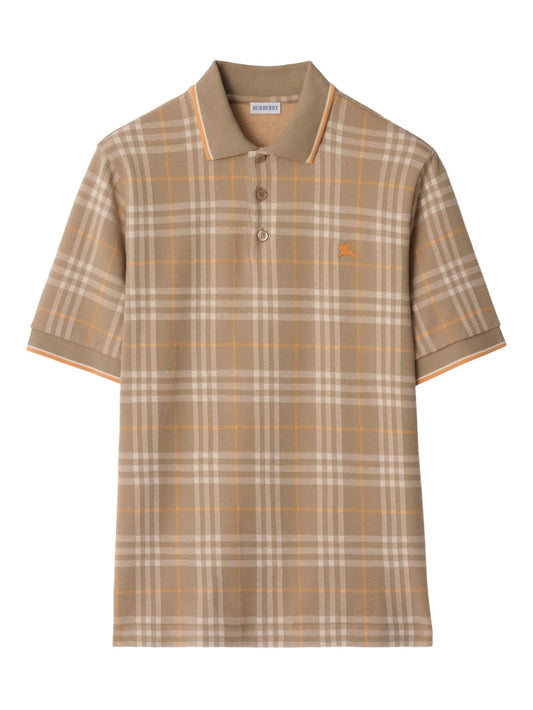 checked cotton polo shirt