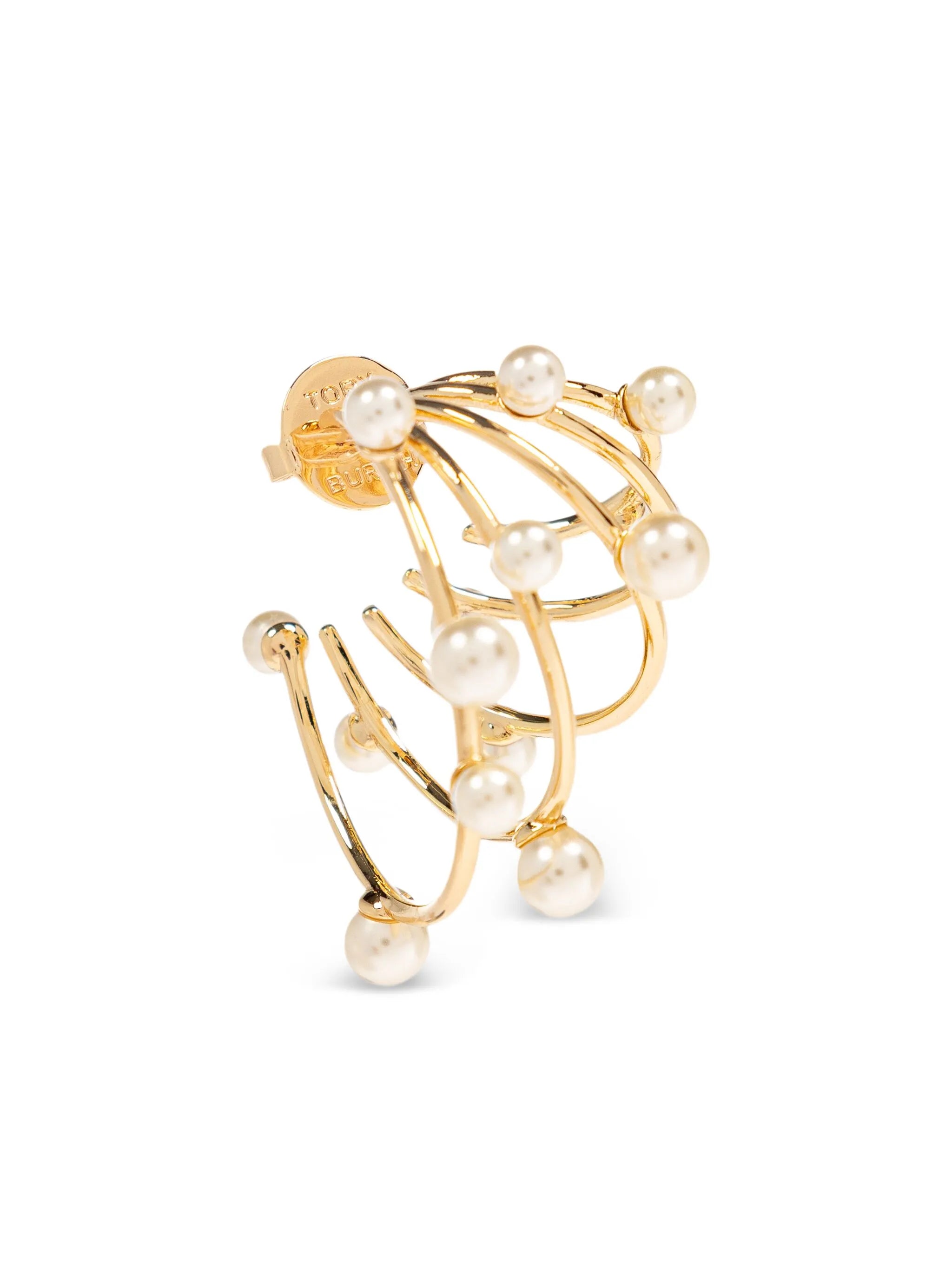 faux-pearl-embellished earrings