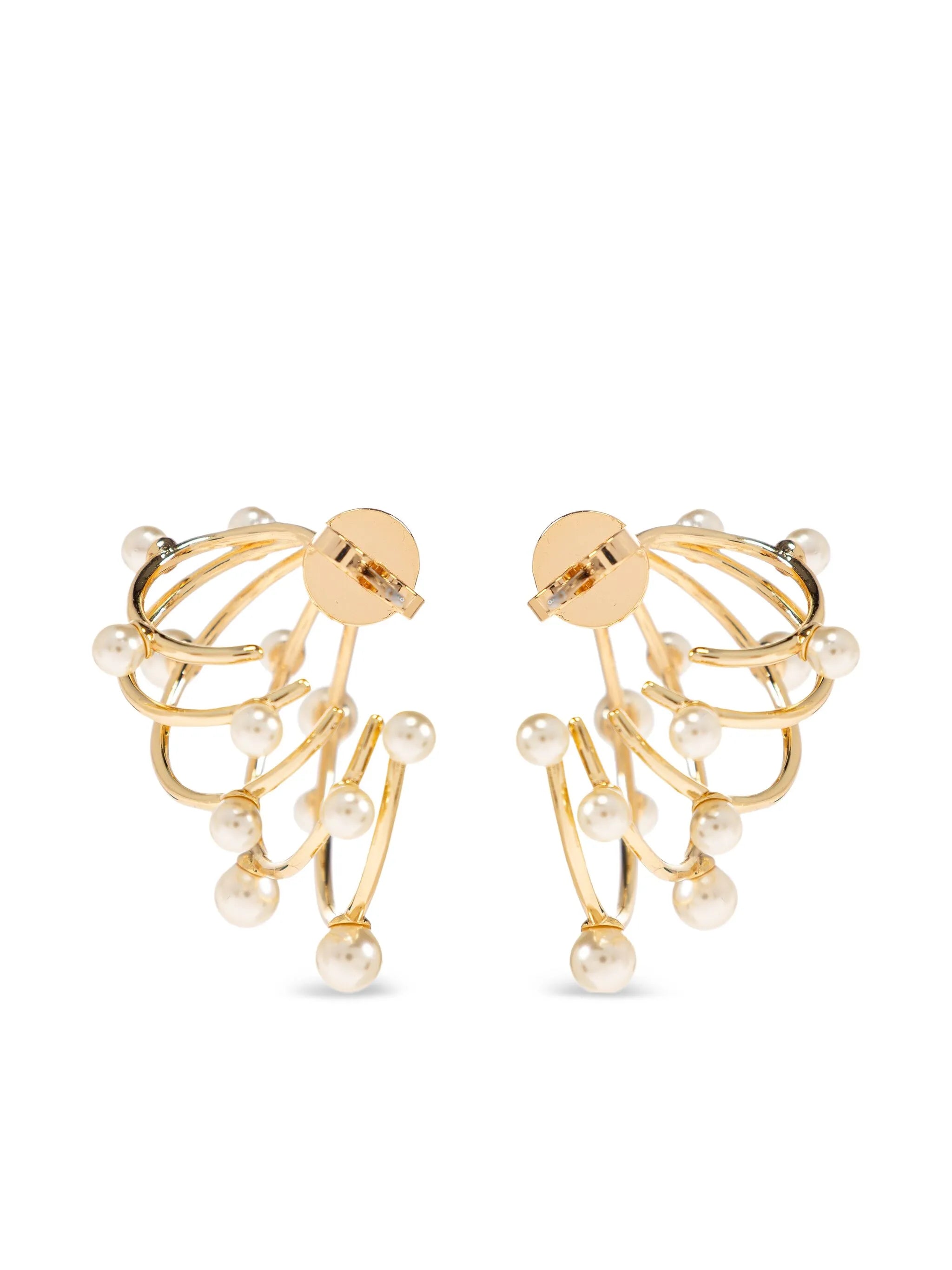 faux-pearl-embellished earrings