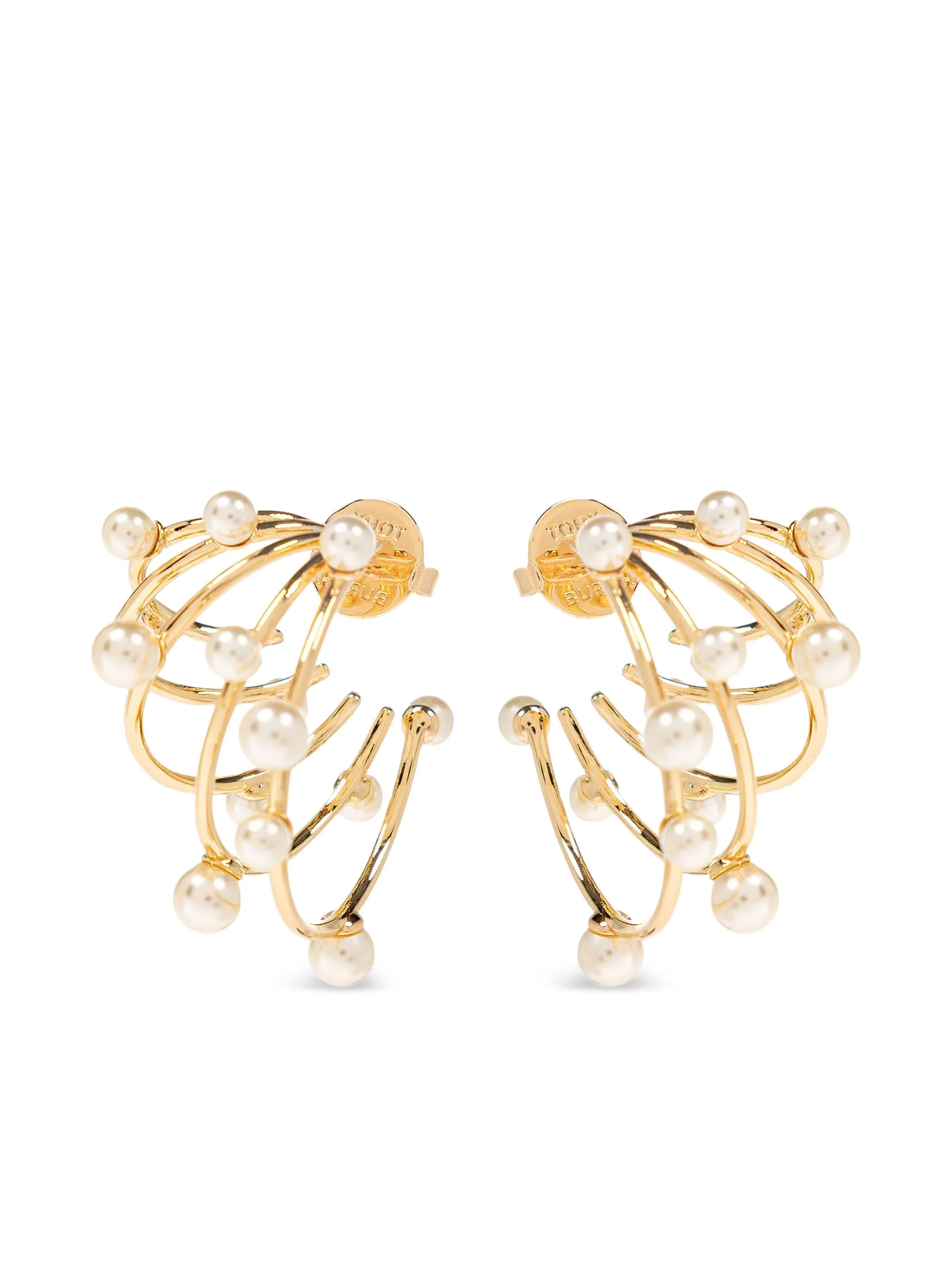 faux-pearl-embellished earrings