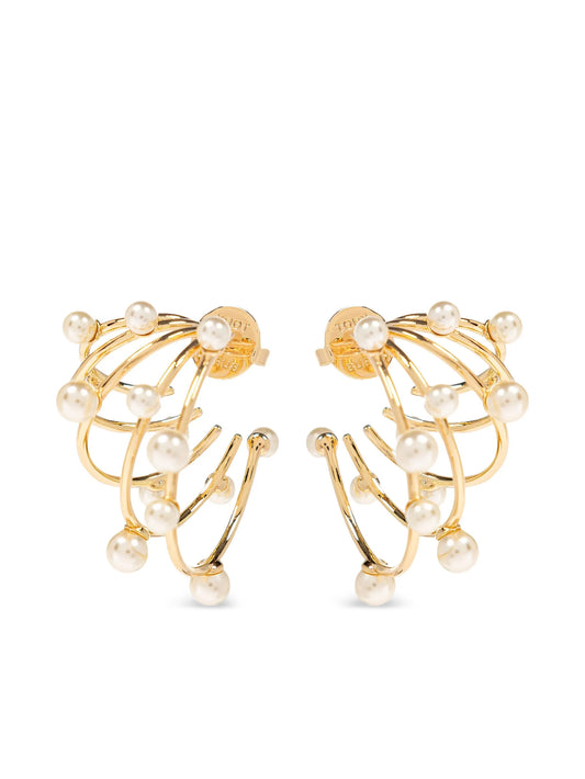 faux-pearl-embellished earrings