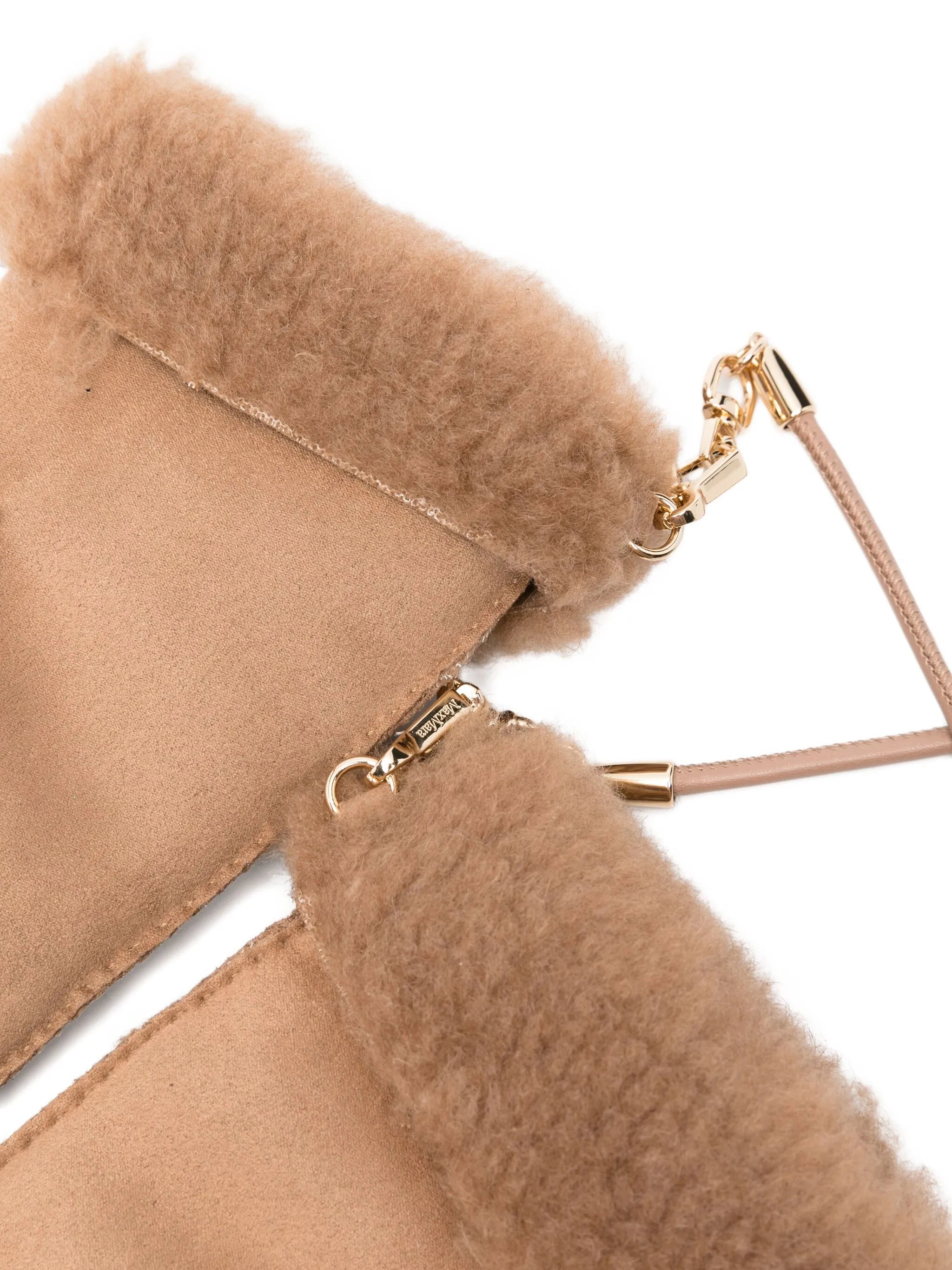faux-shearling trimmed mittens