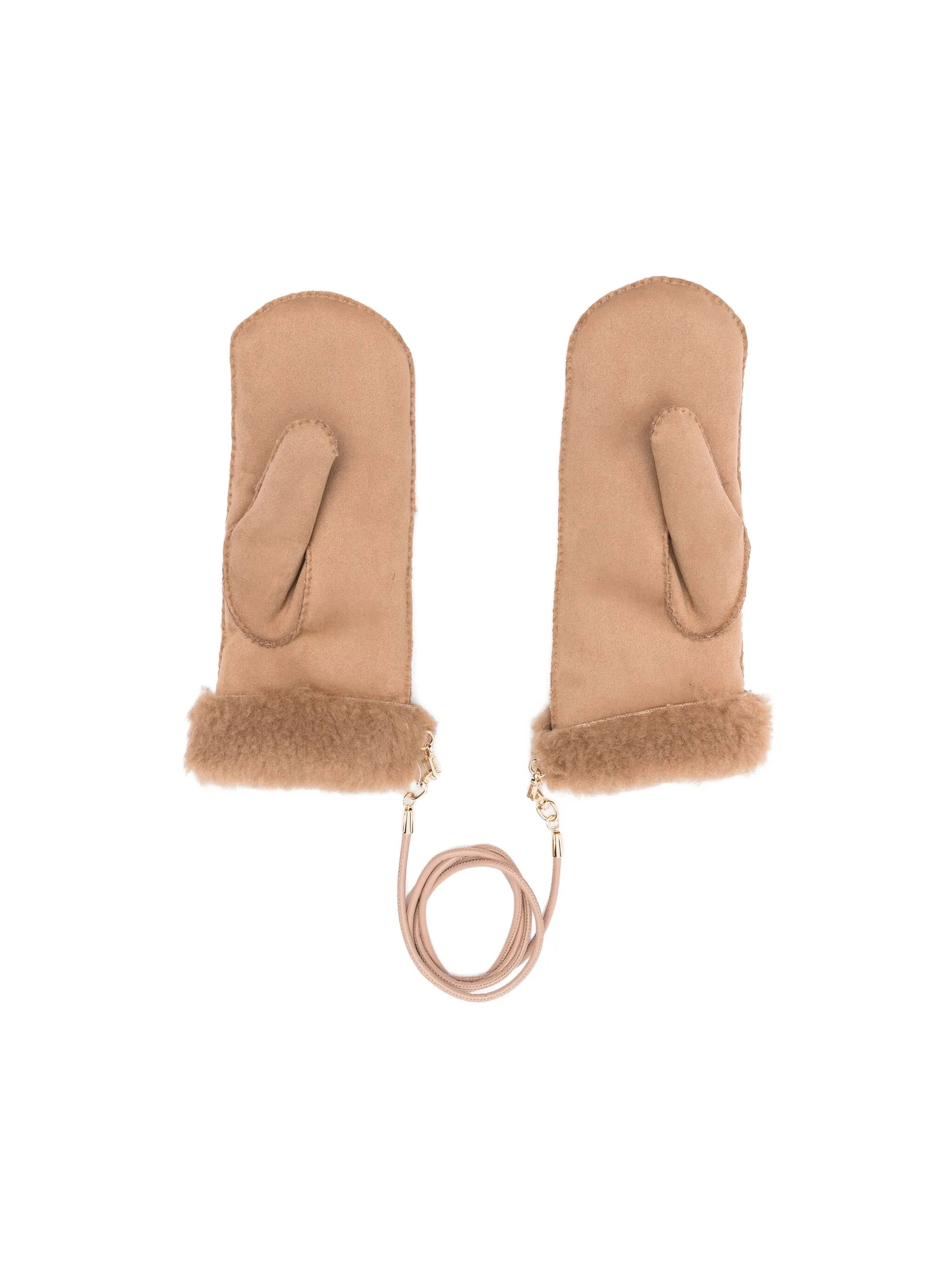 faux-shearling trimmed mittens