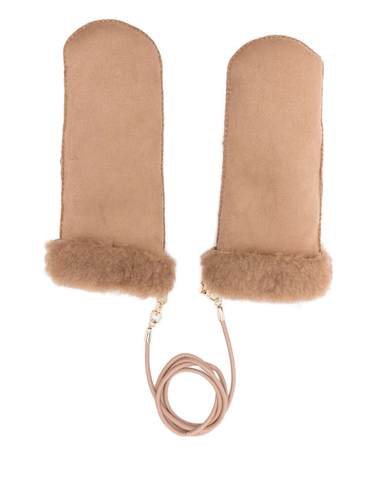 faux-shearling trimmed mittens