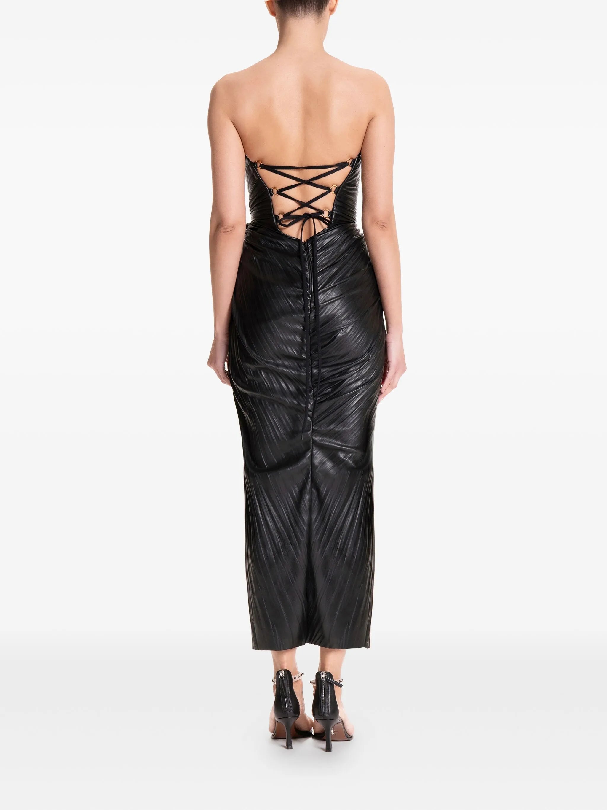 pleated side-slit midi dress