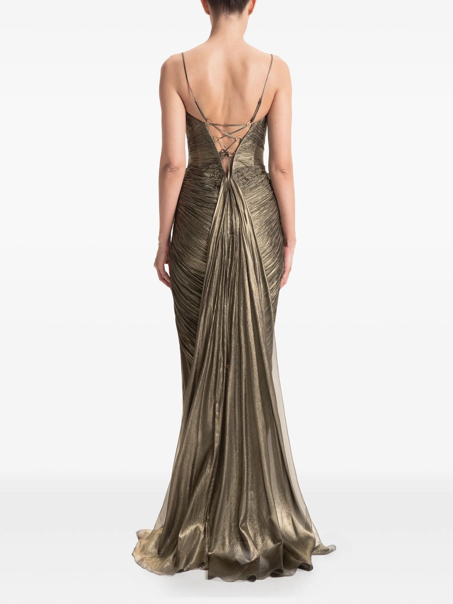 pleated-effect gown