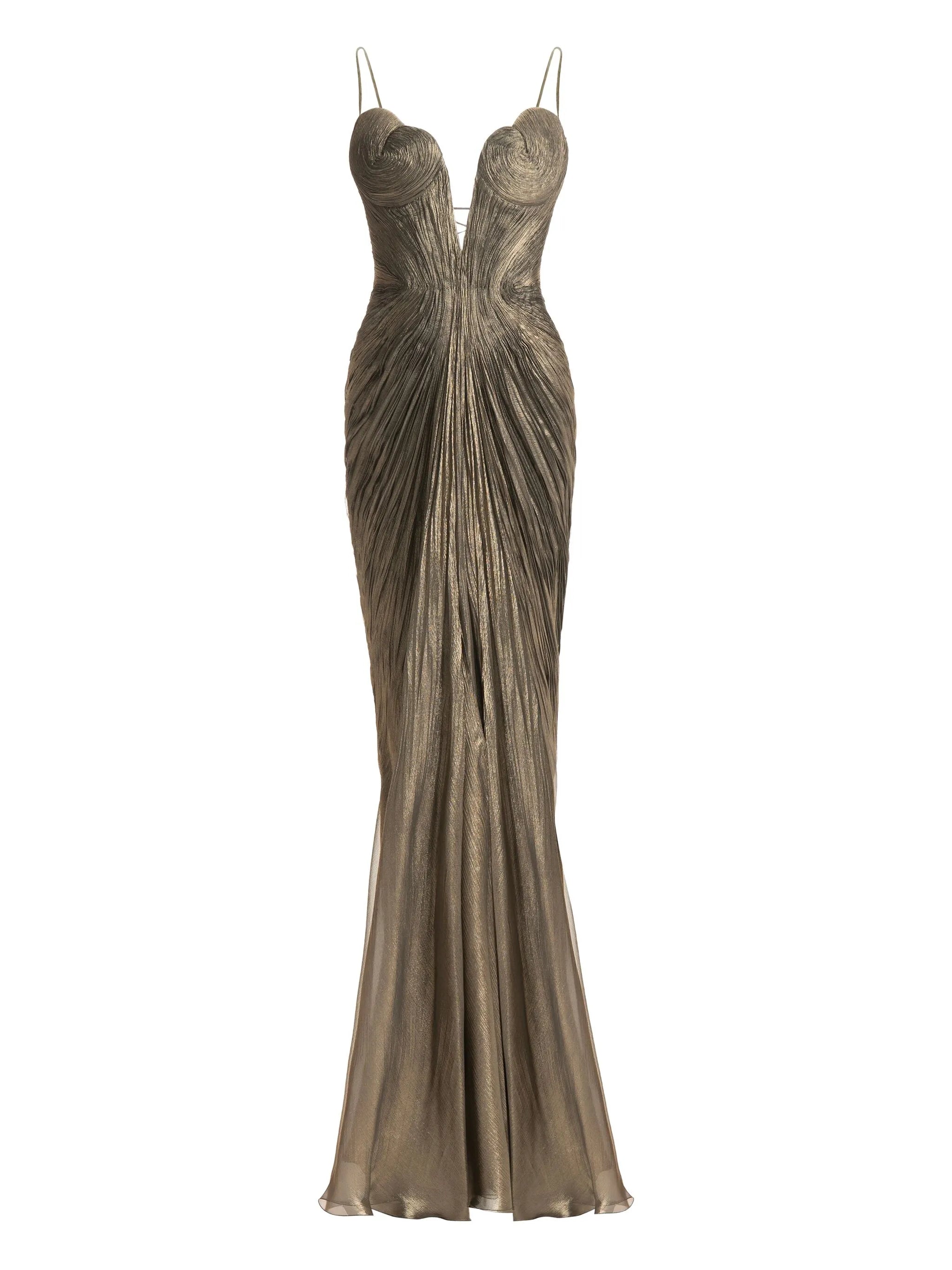 pleated-effect gown