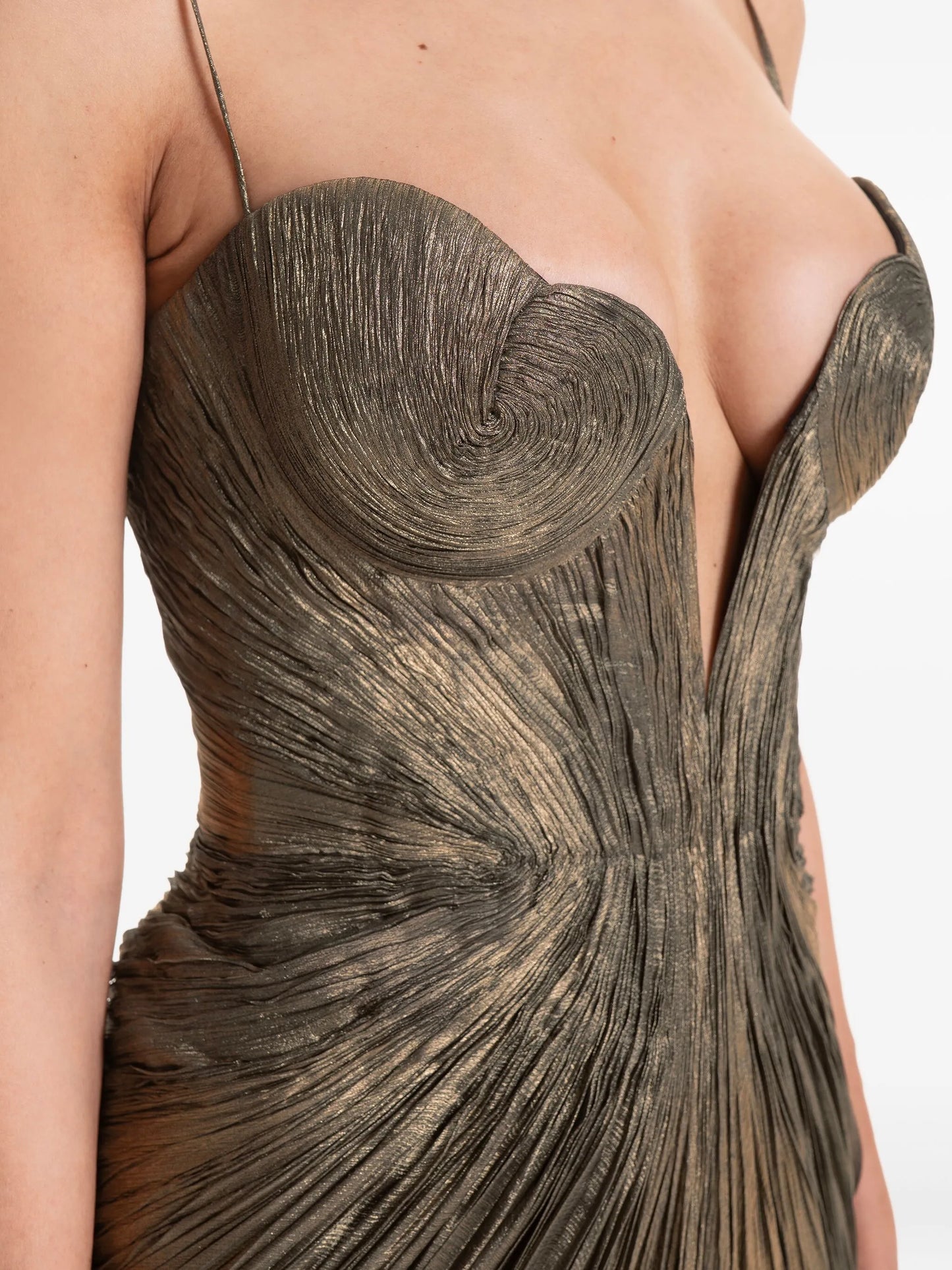 pleated-effect gown