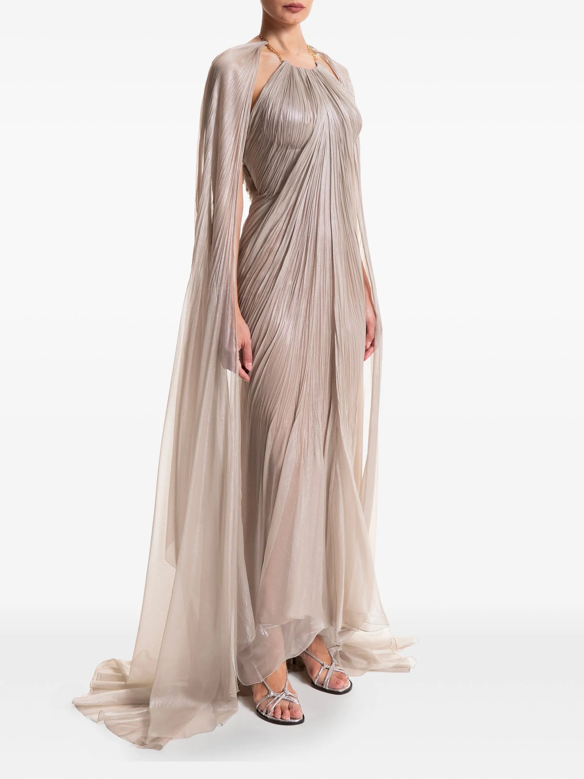 pleated cape dress
