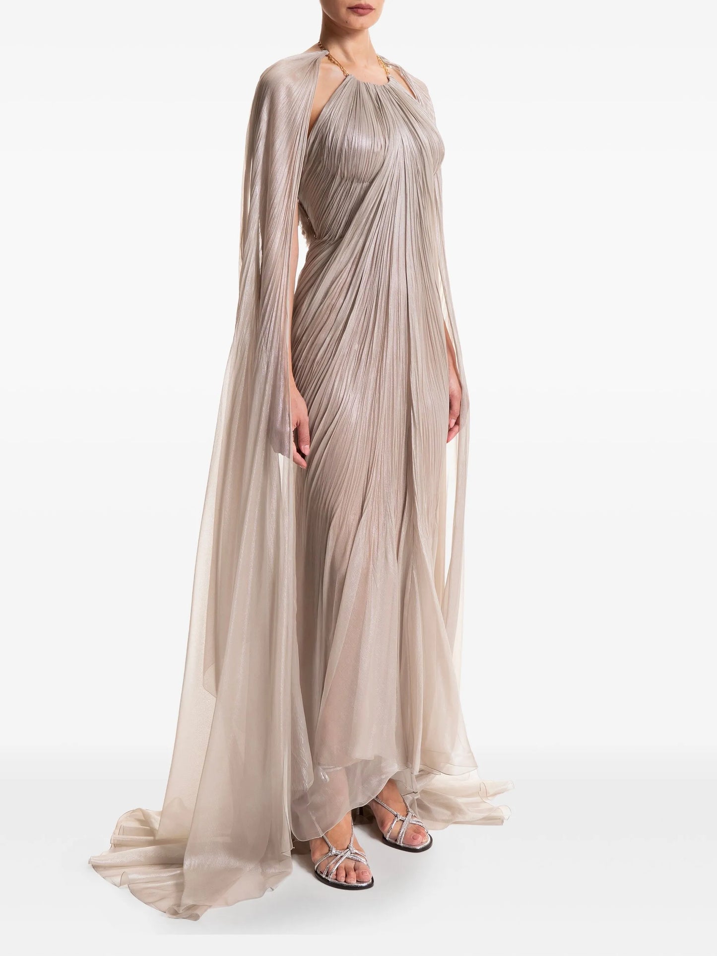 pleated cape dress