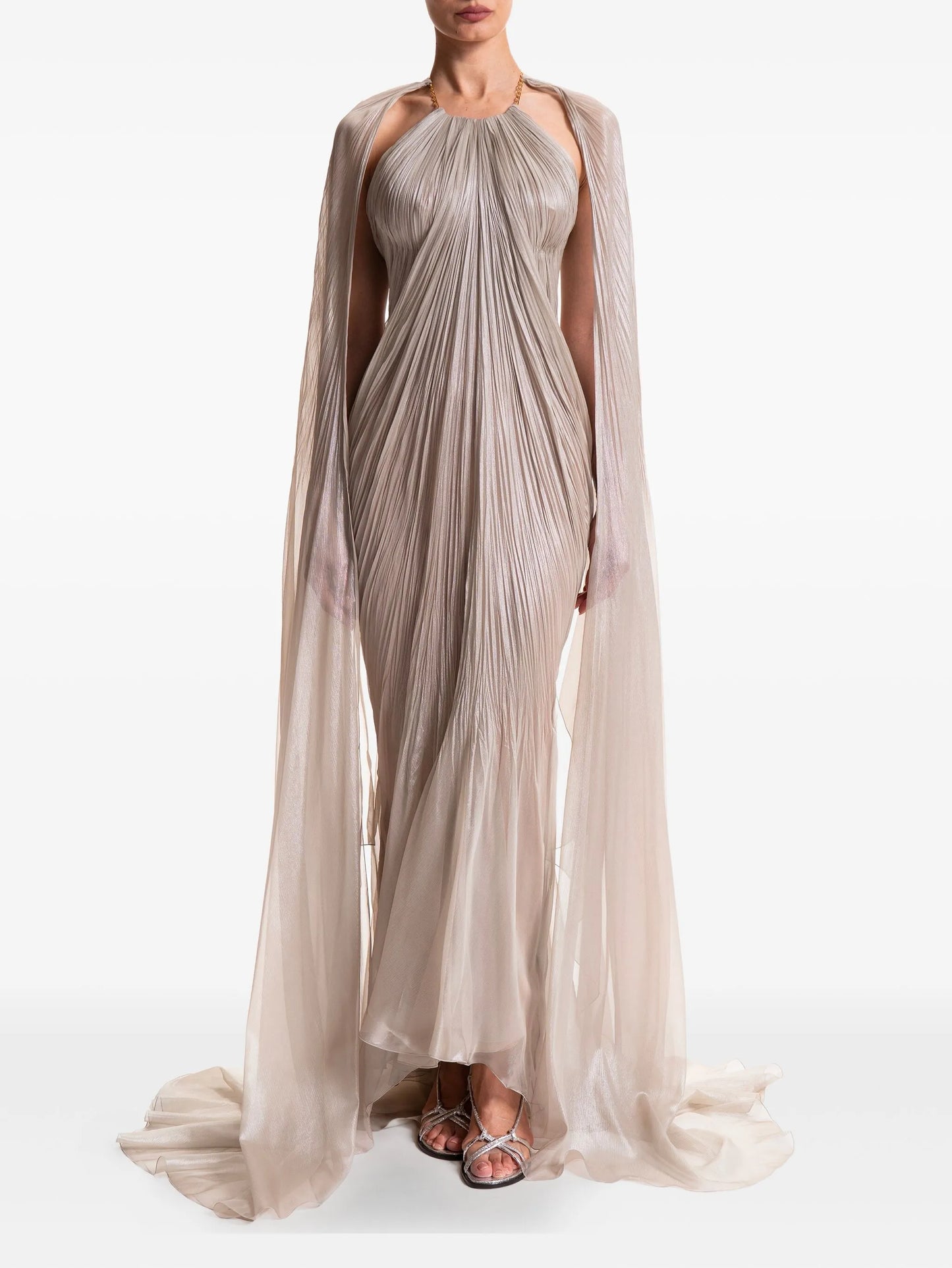 pleated cape dress