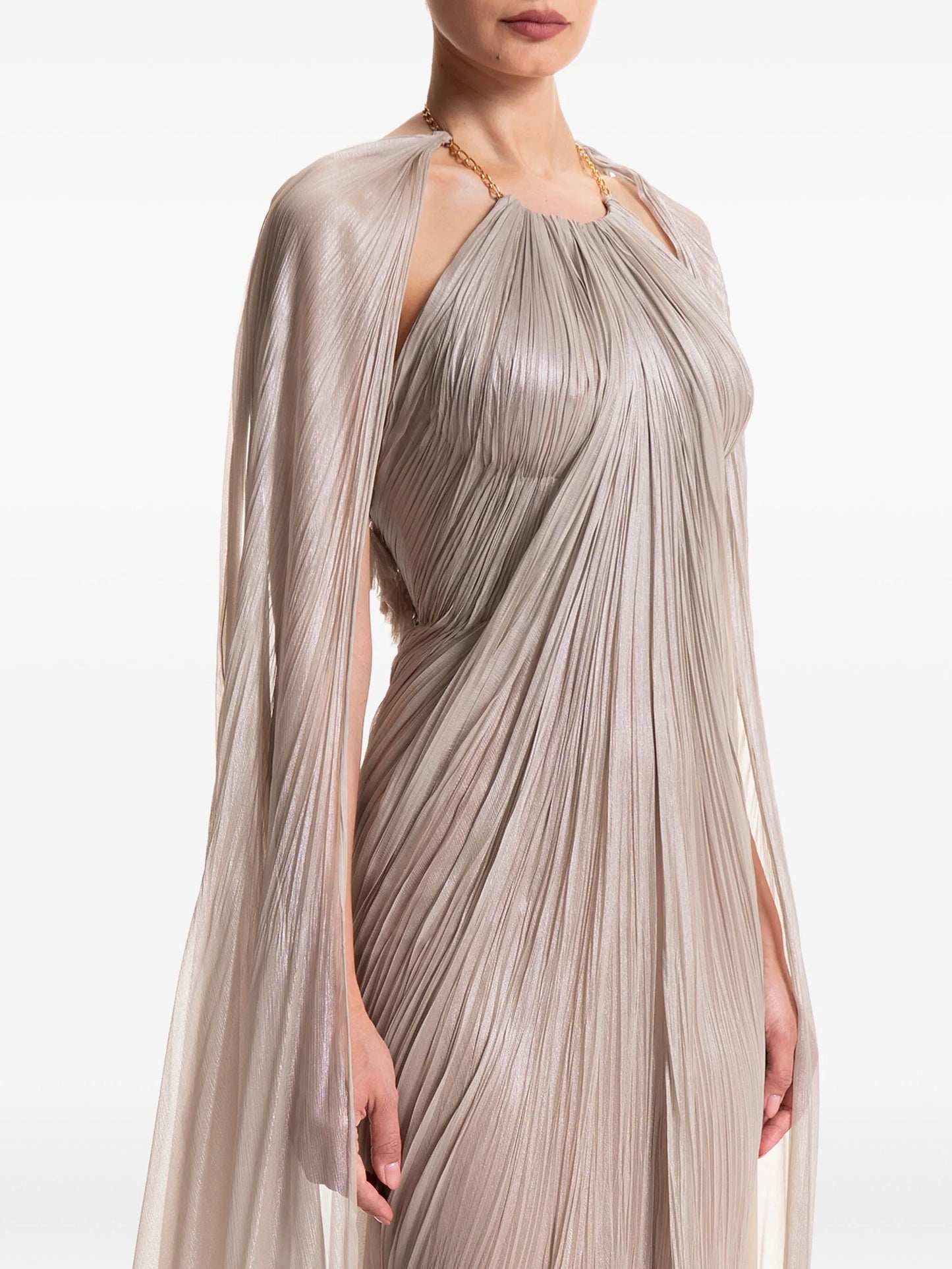 pleated cape dress