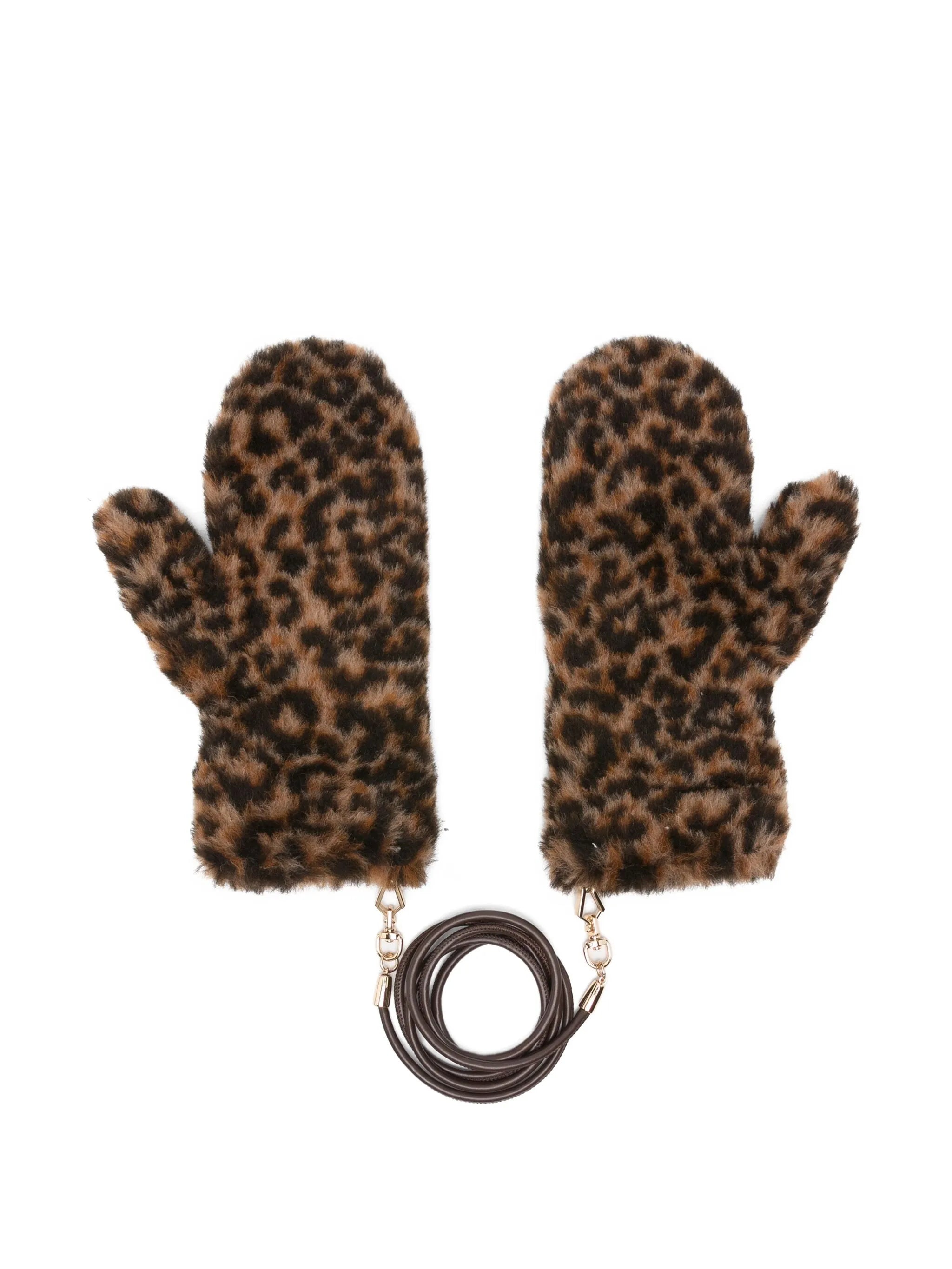 Ombrat leopard-pattern mittens