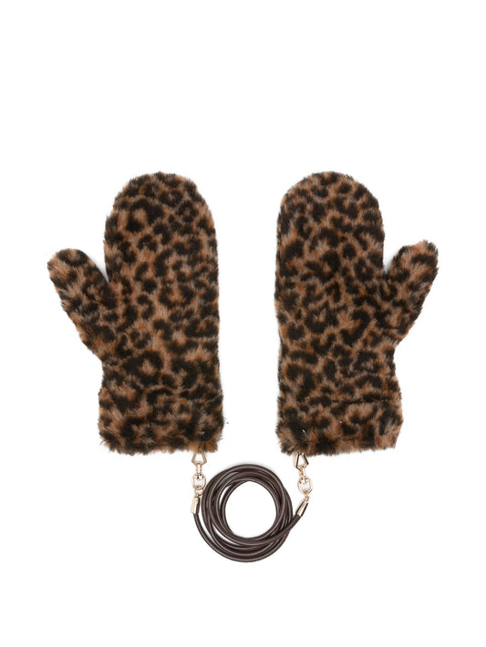 Ombrat leopard-pattern mittens