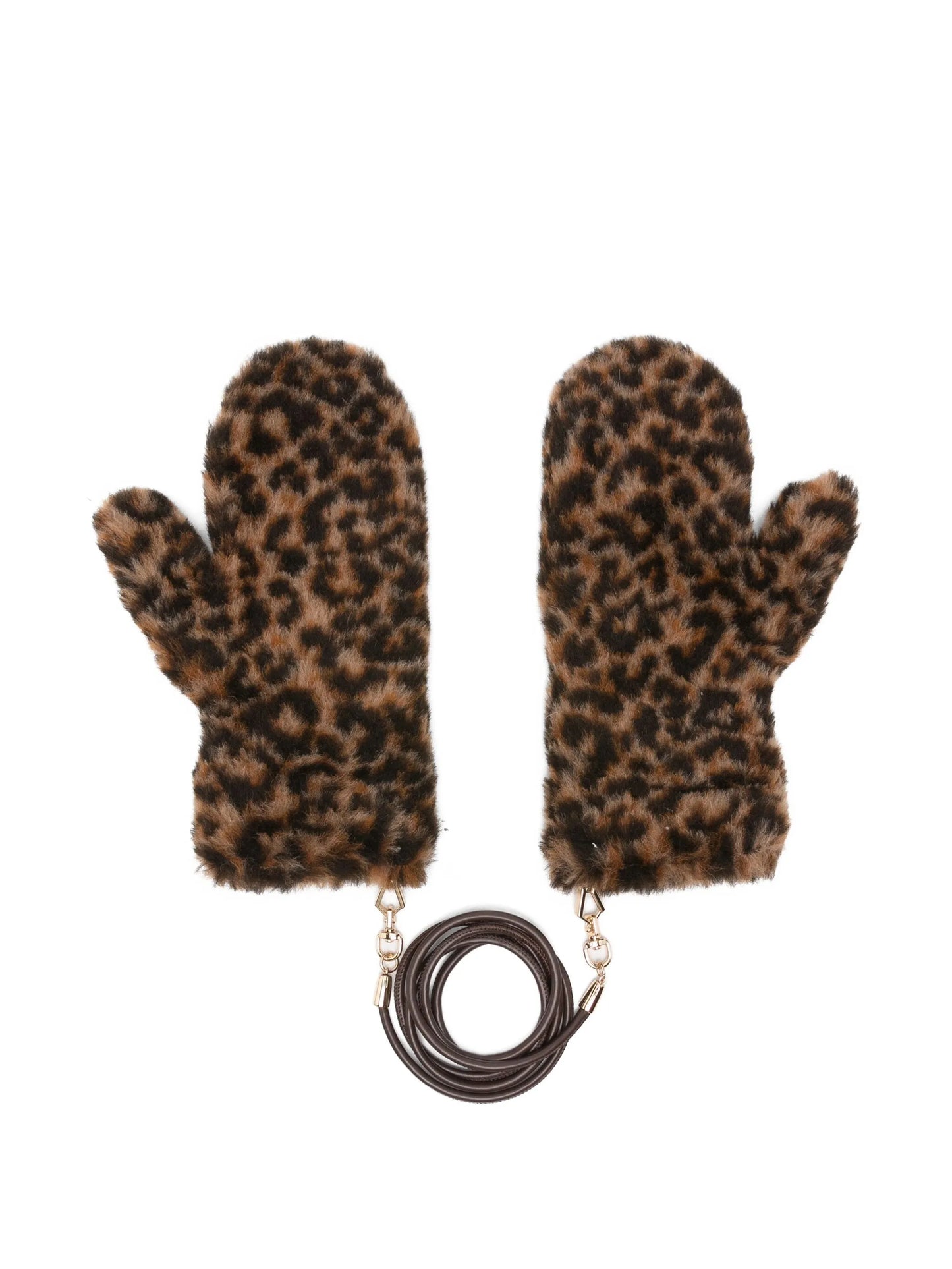 Ombrat leopard-pattern mittens
