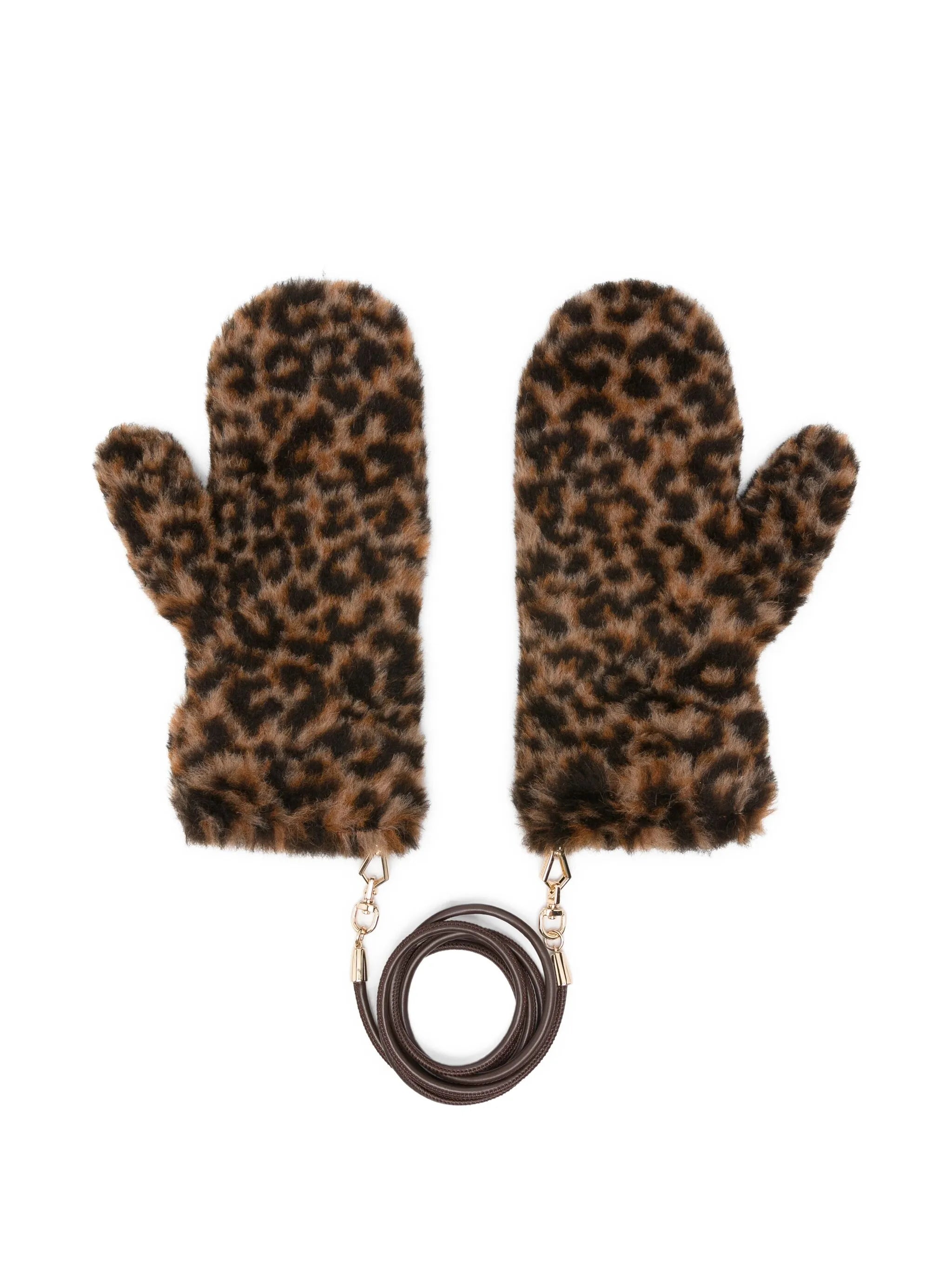 Ombrat leopard-pattern mittens