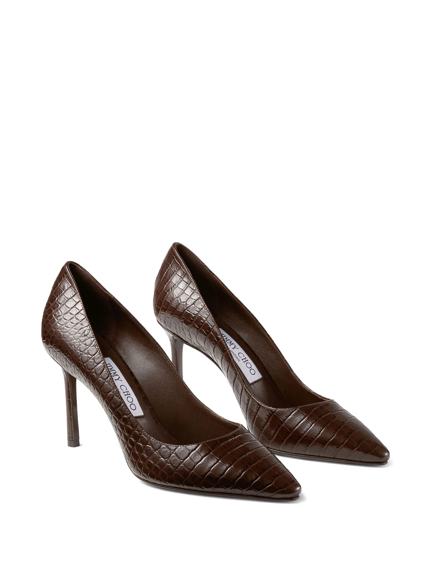 85mm Romy crocodile-effect pointed-toe pumps