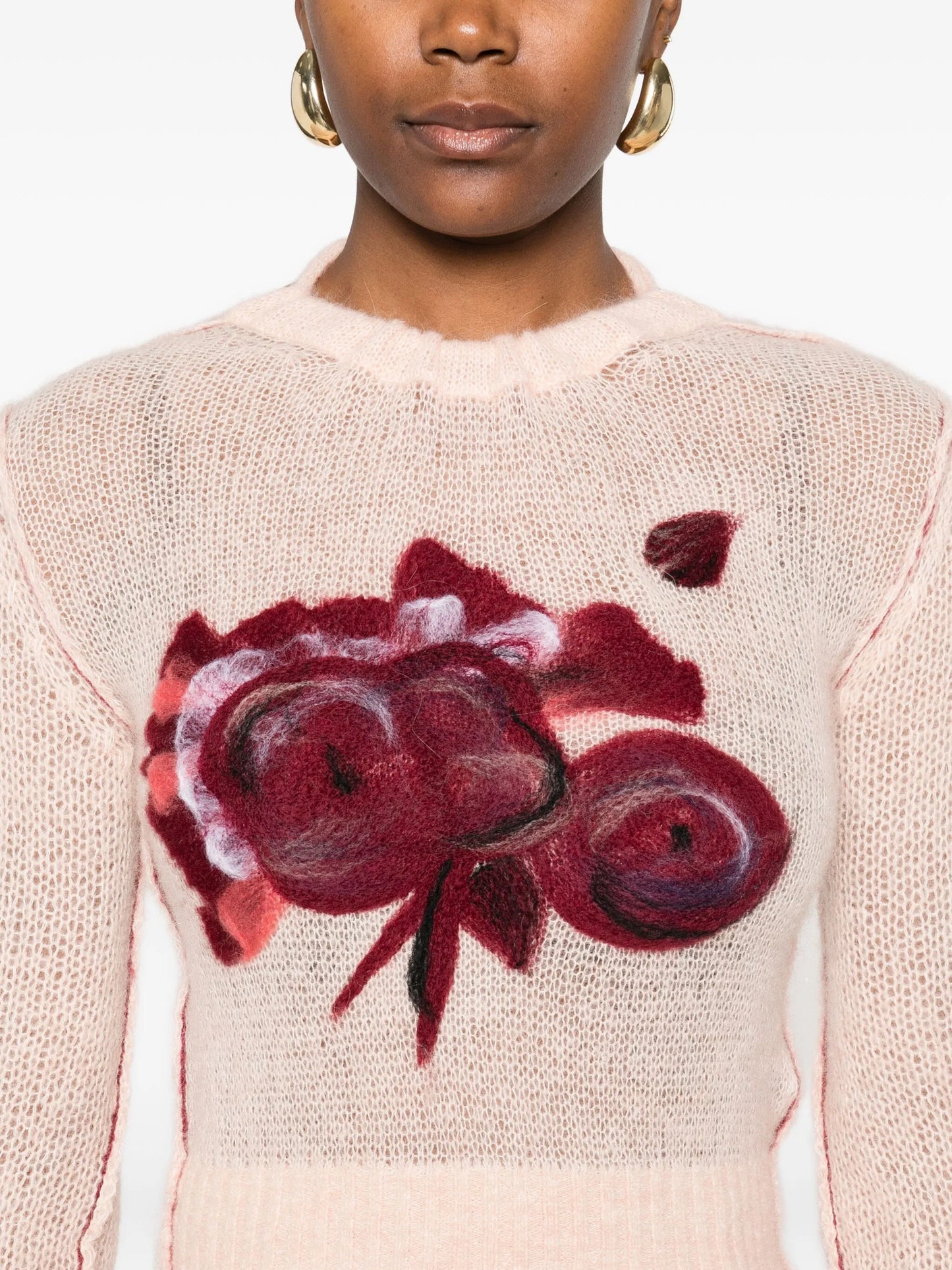 floral-embroidered sweater