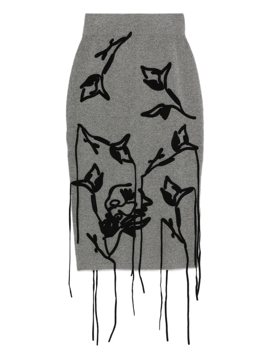 floral-print pencil skirt