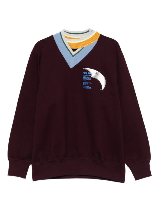 mock-neck graphi-print sweater