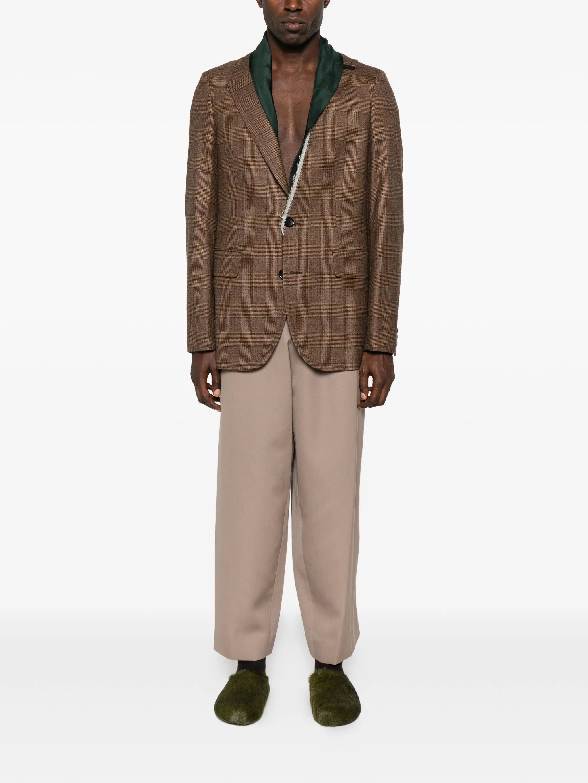 checked single-breasted blazer