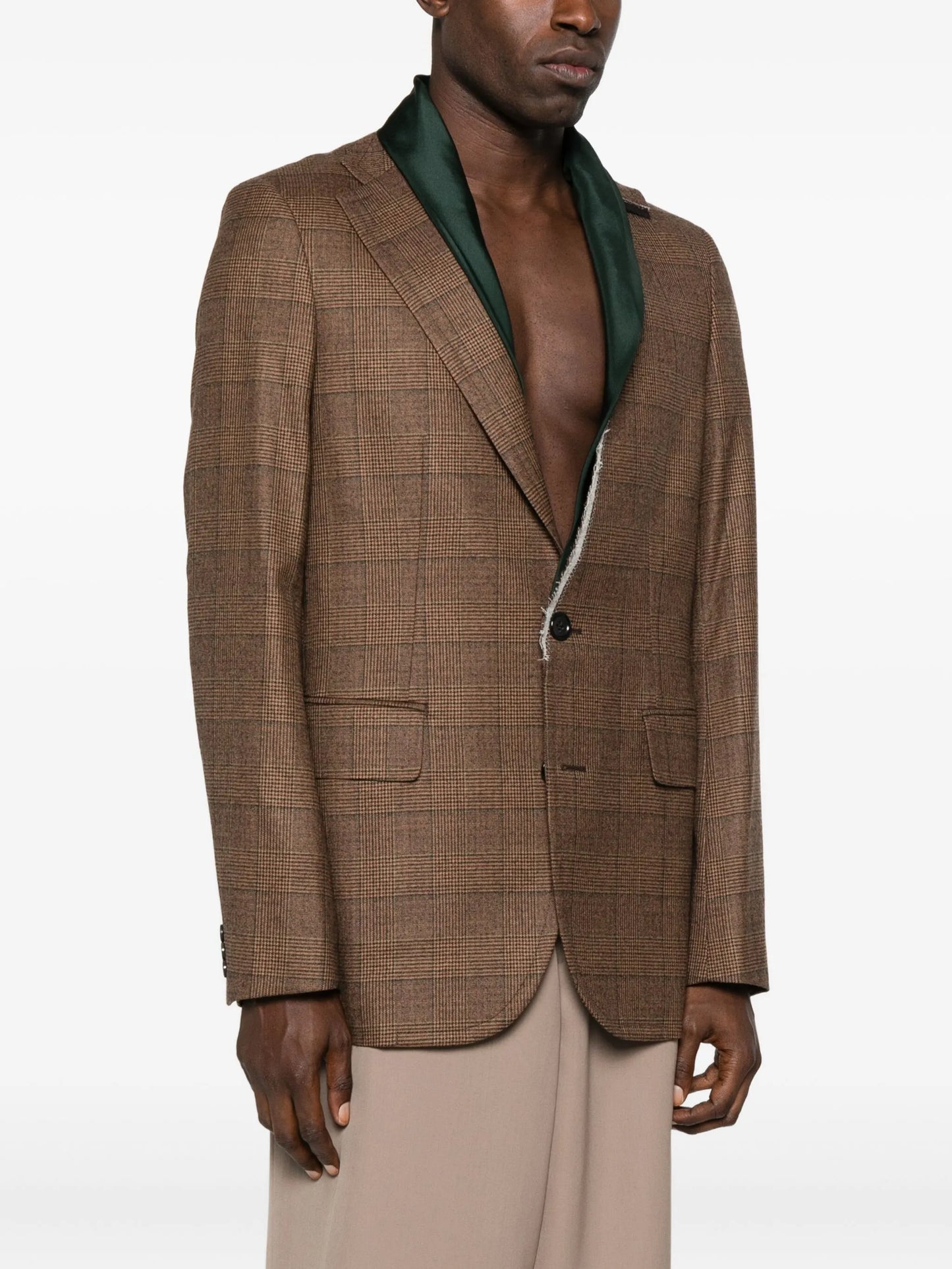 checked single-breasted blazer