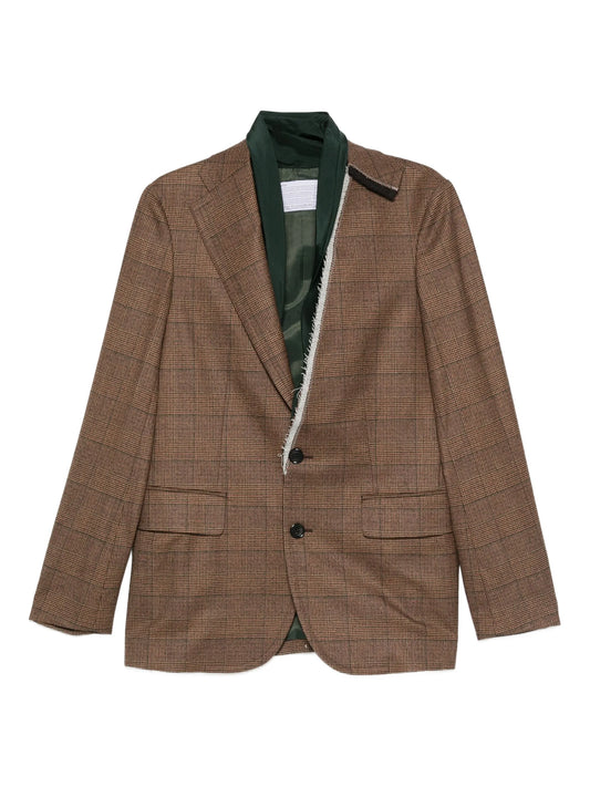 checked single-breasted blazer